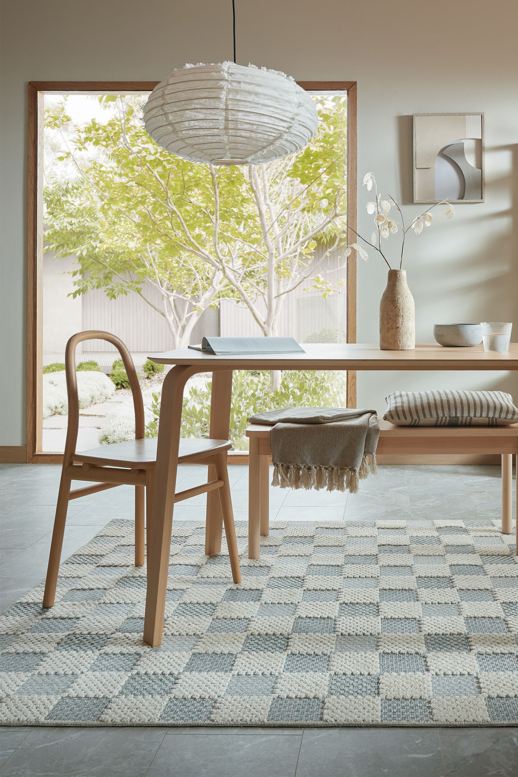 FLAIR RUGS Designteppich "MUTED CHECKERBOARD" rechteckig 4 mm Höhe Waschbarer Teppich, Modernes Schachbrettmuster