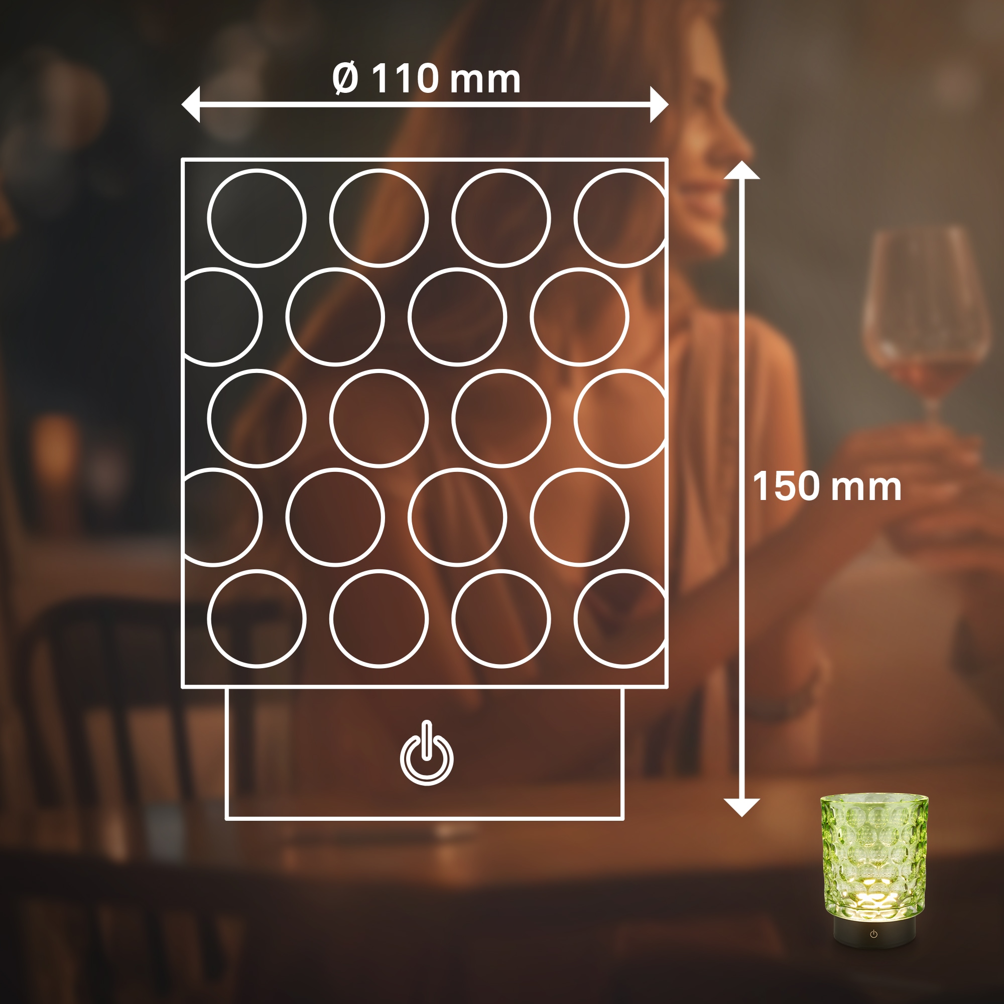 Briloner Leuchten LED Außen-Tischleuchte »SUNORA« LED-Board 2 Stk. Warmweiß kabellos 15 x 11 cm Grün 2W Wohnzimmer Flur Outdoor Aussen 2er-Set