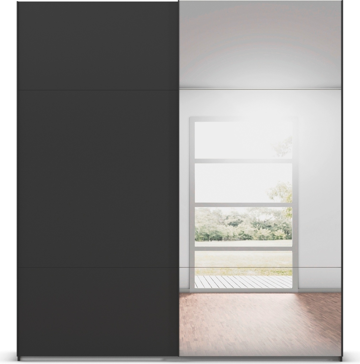 rauch Schwebetürenschrank »Kleiderschrank Schrank Garderobe Schlafzimmerschrank CONTIDO«, (in 3 verschiedenen Ausstattungen BASIC/CLASSIC/PREMIUM), aus hochwertigem Material in 6 Breiten 2 Griff-Farben MADE IN GERMANY