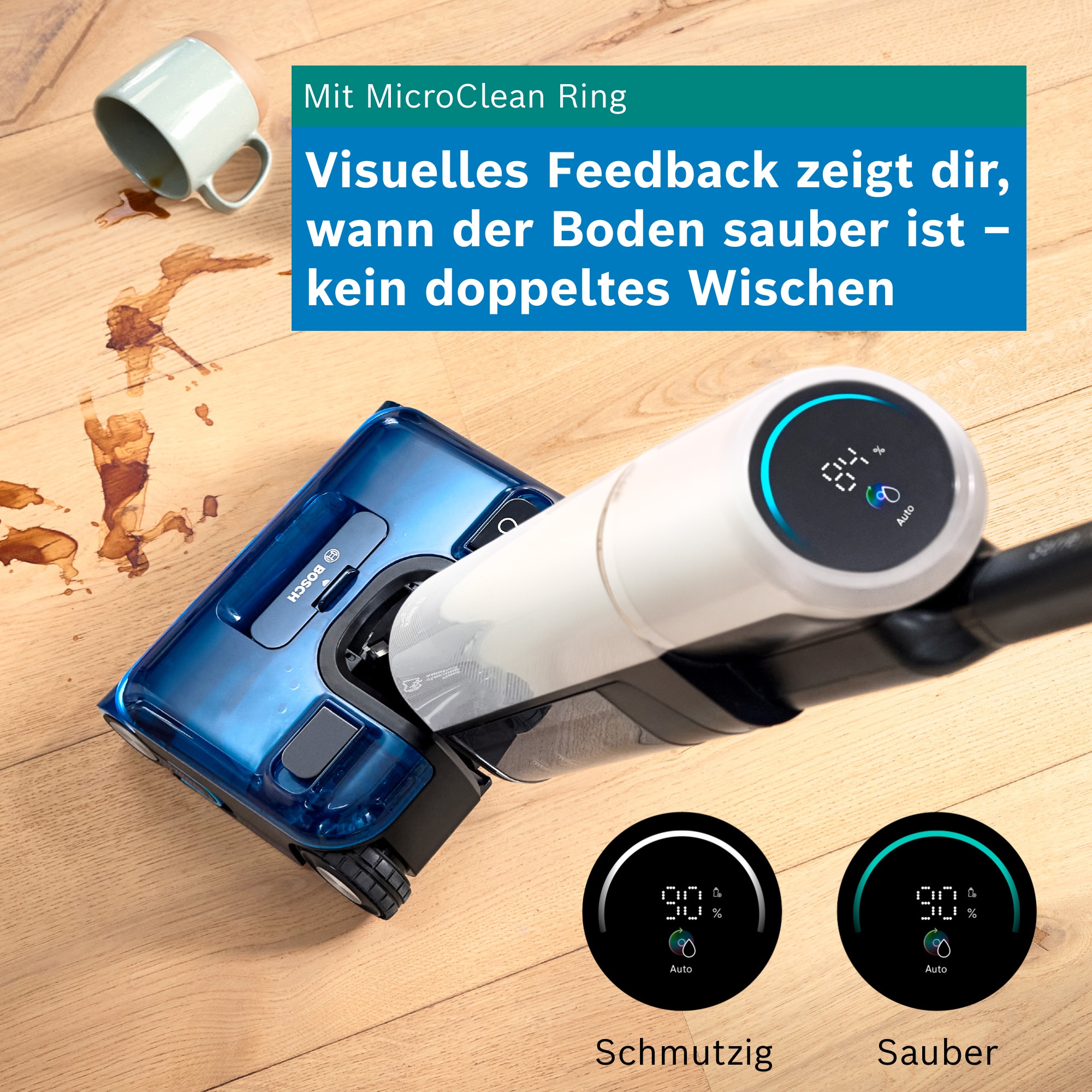BOSCH Nass-Trocken-Sauger »OneFlow Serie 4 BHF41WS, Selbstreinigung, 24.000 PA Saugkraft« Anti-Haarverwicklung, LED-Licht, Schnelltrocknung, 40 min Akku / 150m²