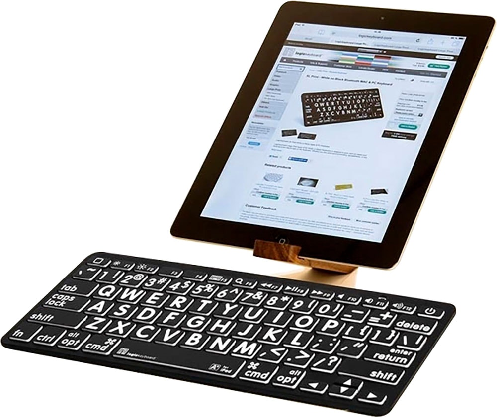 Logickeyboard Wireless-Tastatur »XL-Print White on Black DE (PC/BT)«, (Ziffernblock-Fn-Tasten)