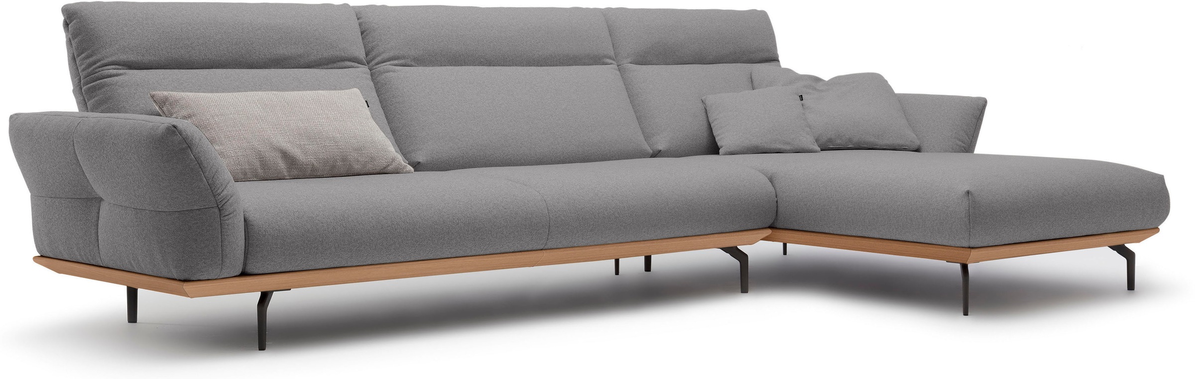 Creation BY ROLF BENZ Ecksofa »CR.460«, Sockel in Eiche, Winkelfüße in Umbragrau, Breite 338 cm