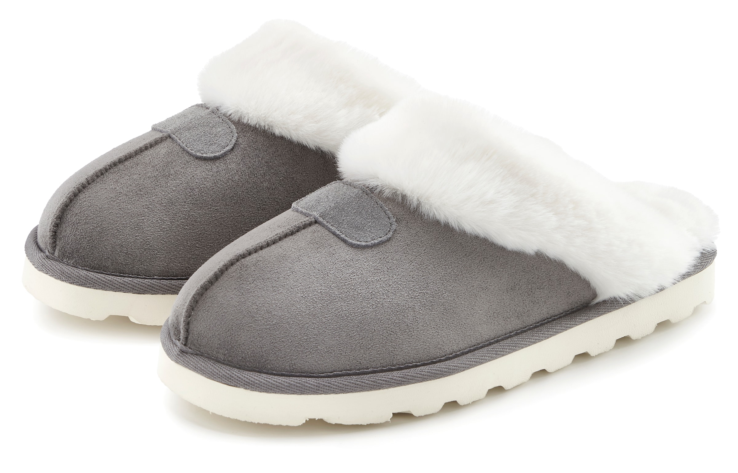 Vivance Dreams by Lascana Pantolette "Plüsch Hausschuh, Pantoffeln, Clogs, Schlappen, Hausschuh," mit Warmfutter VEGAN