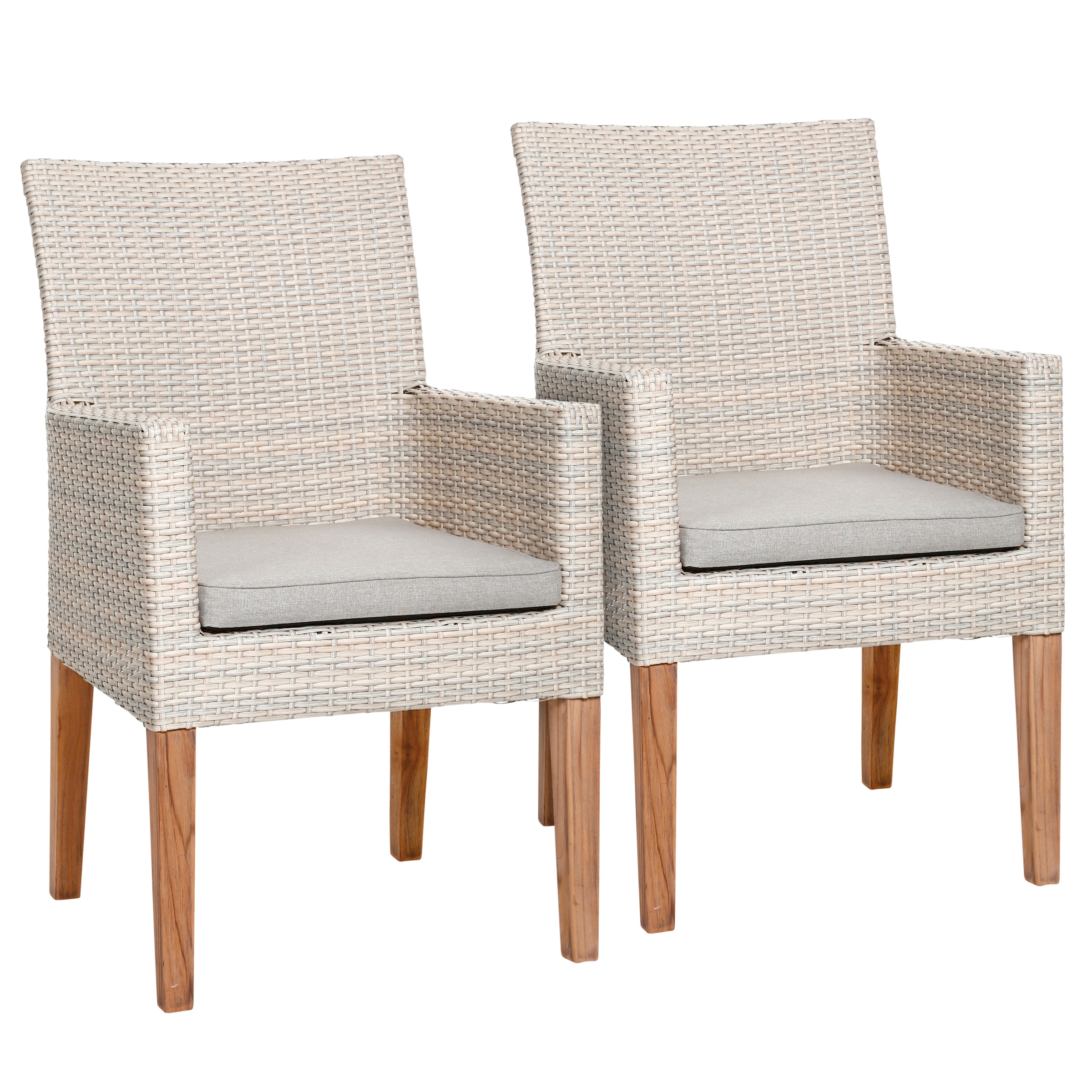 Best Loungesessel »Alicante«, (Set, 2 St.), Polyrattan/Teakholz, inkl. Auflage