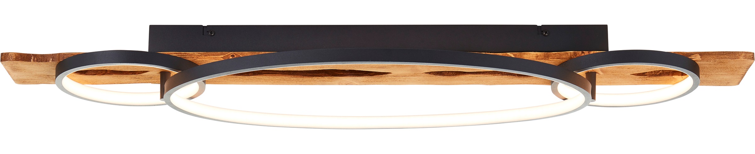 "BRILLIANT LED Deckenleuchte ""Pirus"", braun (schwarz, holz), 1, H: 8cm, 1 Stk., Leuchten, 90 x 30 cm, 4600 lm, 3000 K, 3-Stufen dimmbar