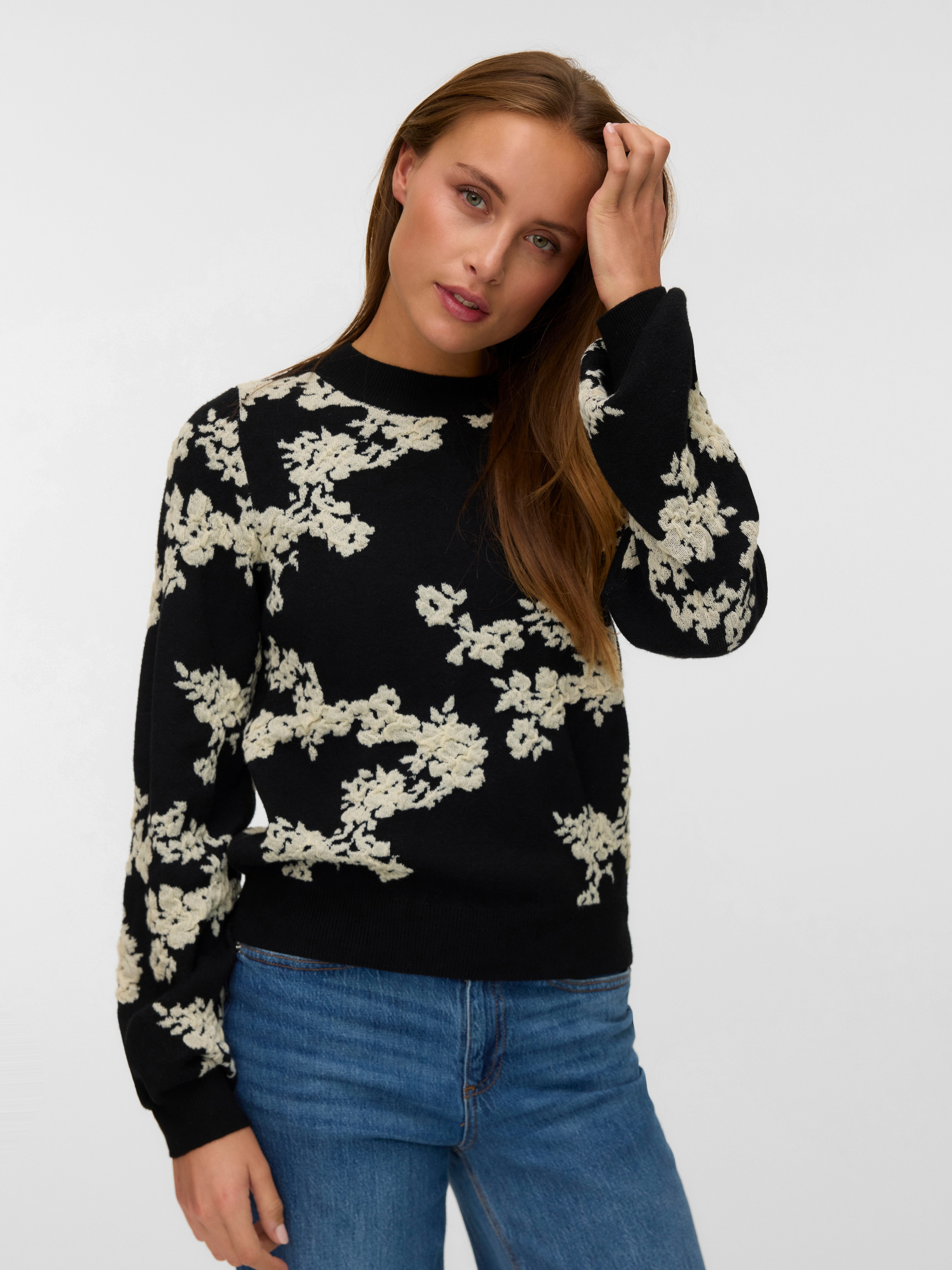 Vero Moda Strickpullover "VMNANCY LS O-NECK PULLOVER BOO" günstig online kaufen