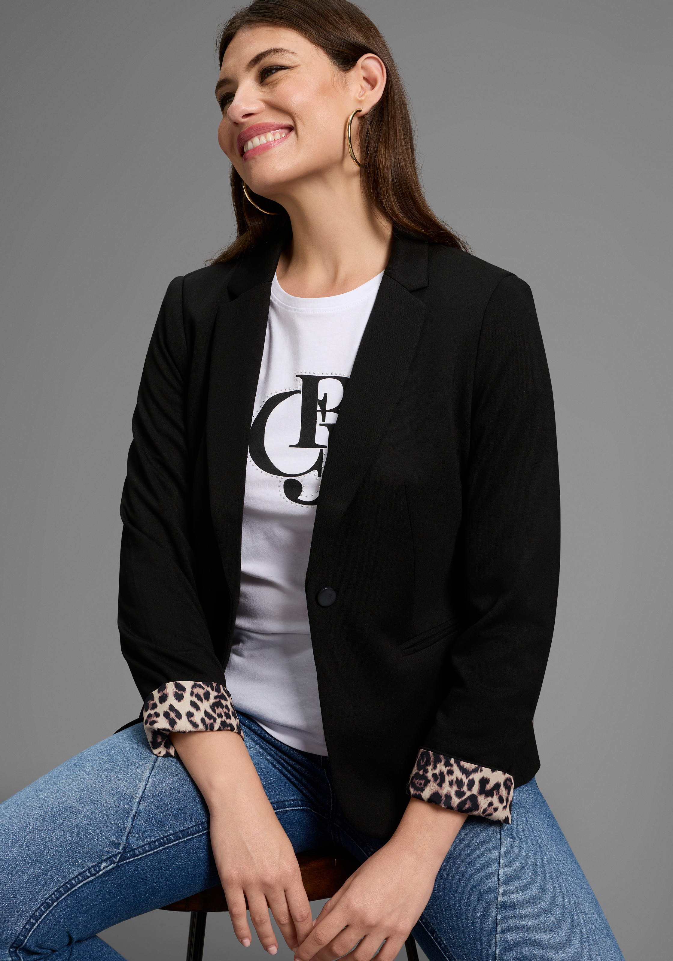 Bruno Banani Kurzblazer, Leoprint-Futter - NEUE FARBEN günstig online kaufen