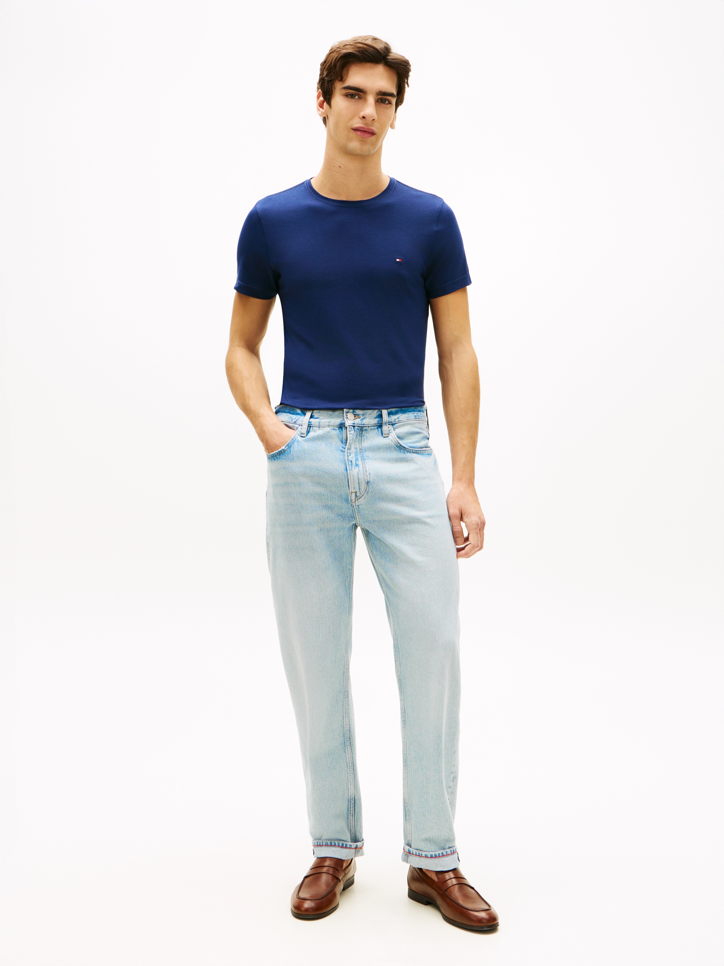 Tommy Hilfiger T-Shirt »STRETCH SLIM FIT« unifarben, casual, slim fit, Baumwollmix, Rundhals