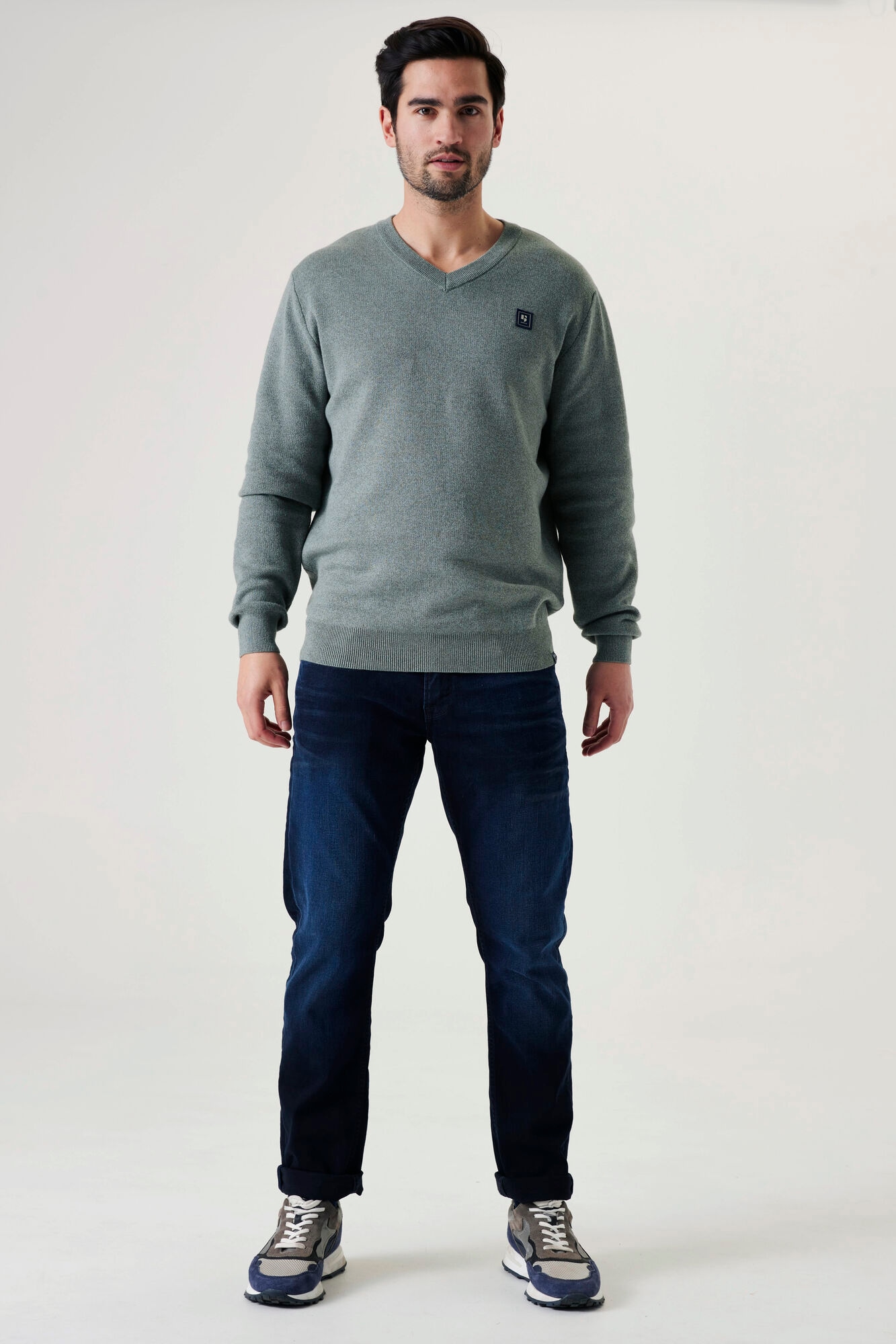 Garcia V-Ausschnitt-Pullover, in melierter Optik
