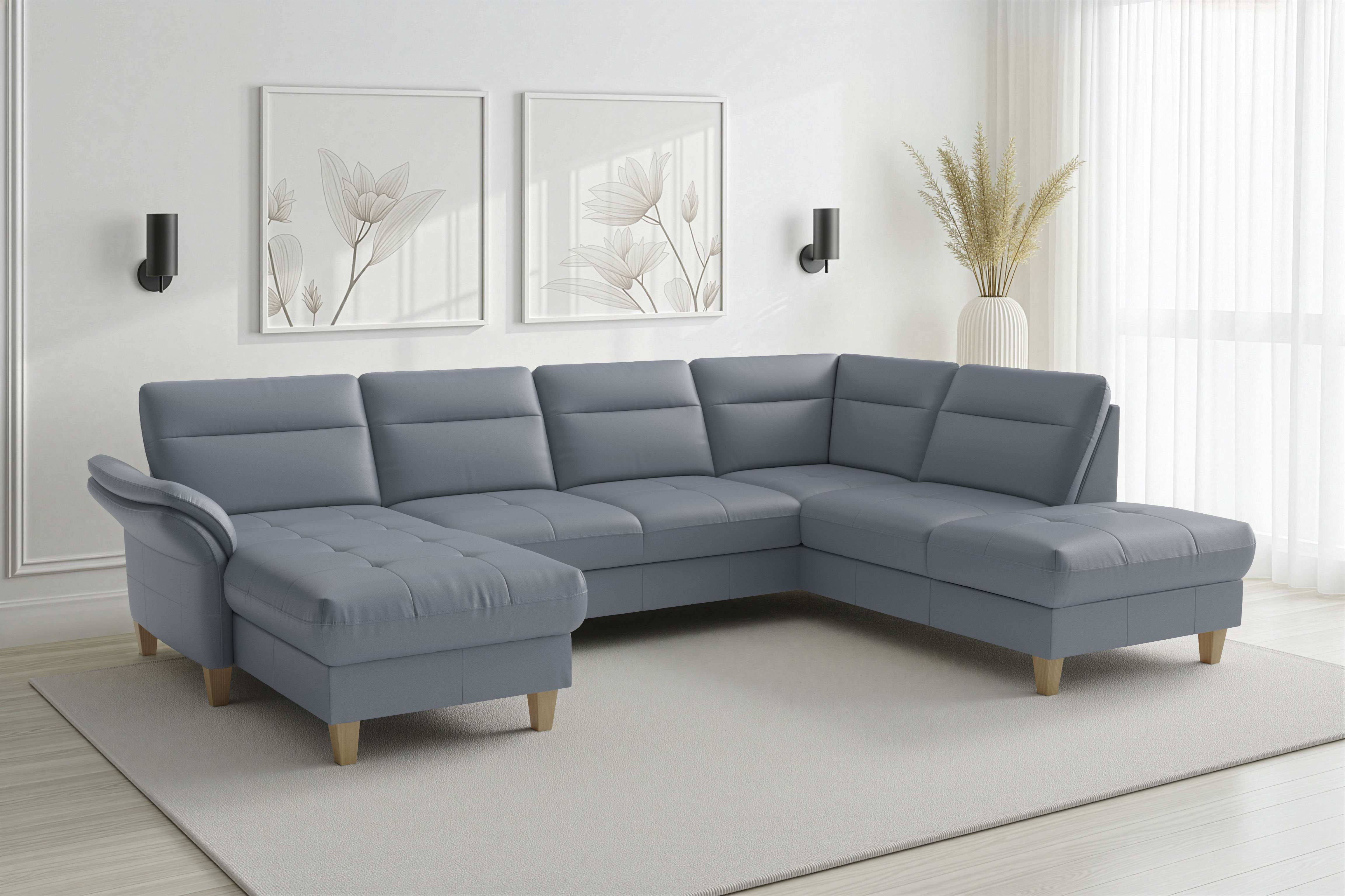 sit&more Wohnlandschaft "Pamela U-Form, B: 292 cm, optional Schlaffunktion & Bettkasten, Leder"