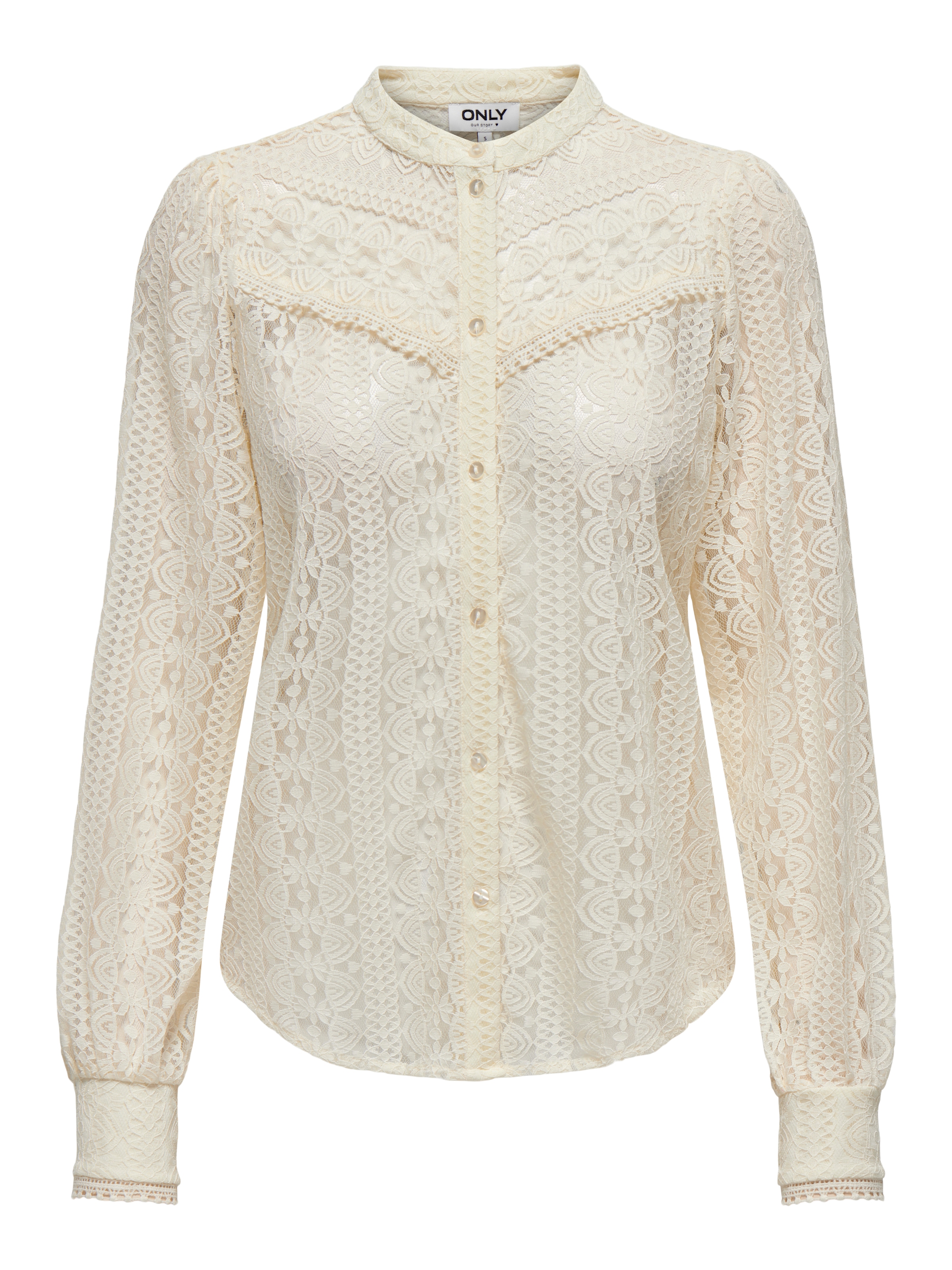ONLY Spitzenbluse »ONLREBA LACE L/S SHIRT WVN NOOS«