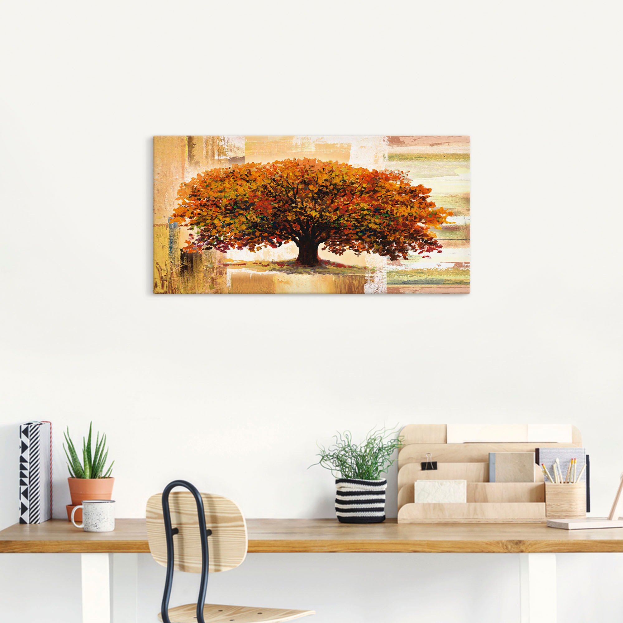 Artland "Herbstbaum auf abstraktem Hintergrund" Bäume 1 Stk. tlg. als Leinw günstig online kaufen