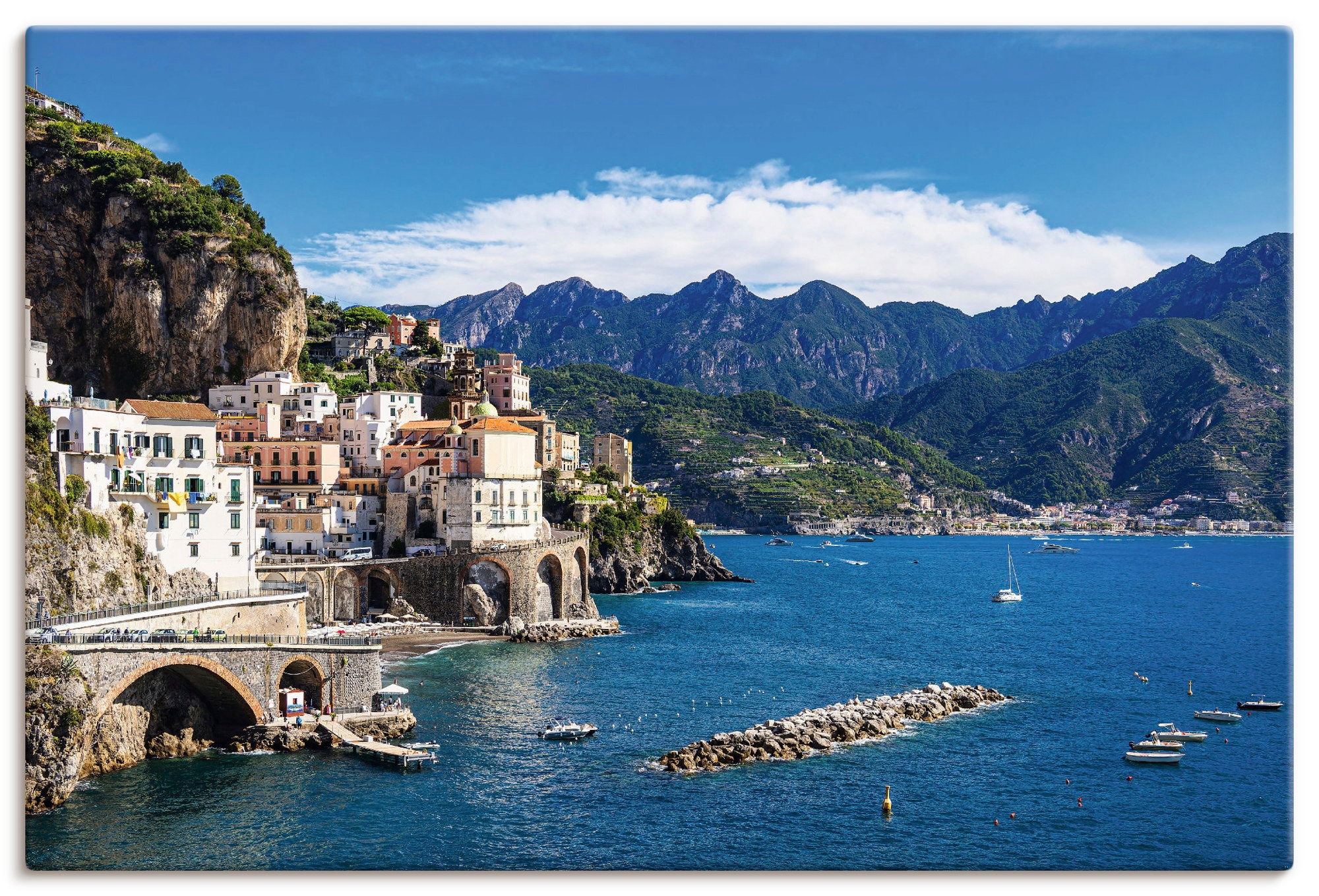 Artland Wandbild "Atrani an der Amalfiküste in Italien" Küstenbilder 1 Stk. tlg. als Alubild, Leinwandbild, Poster, Wandaufkleber in verschied. Größen