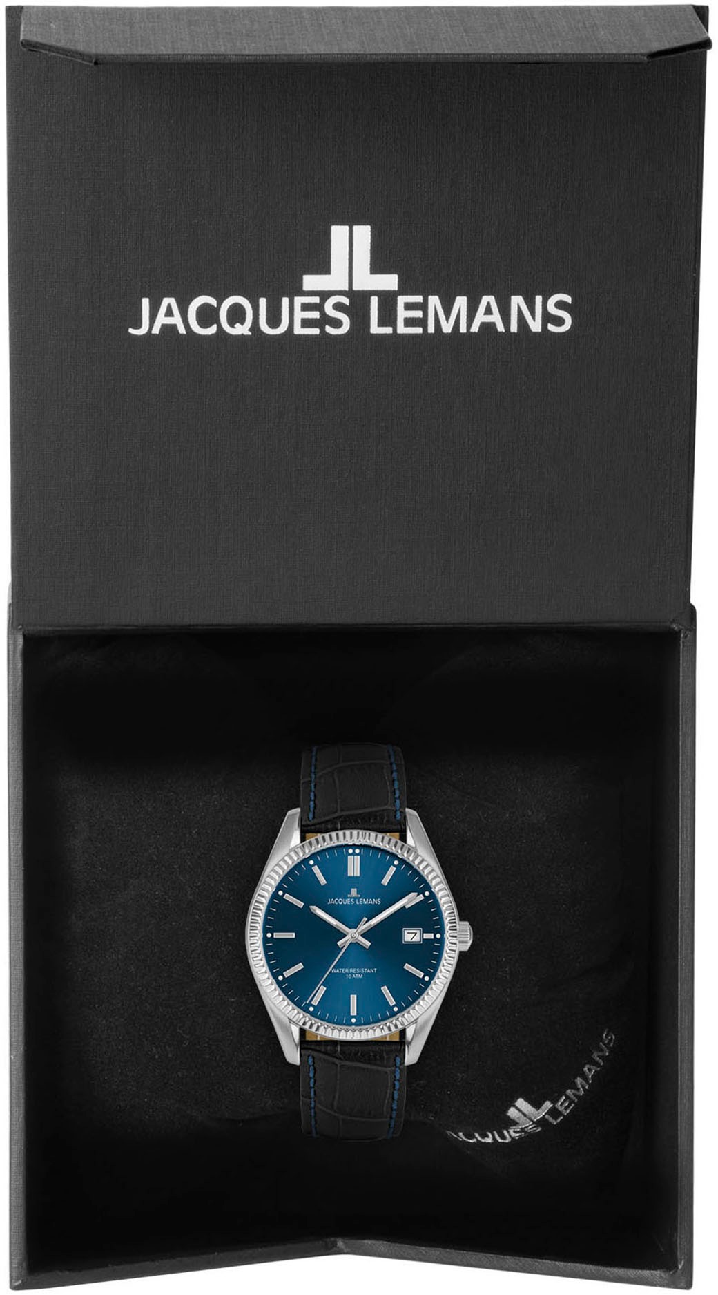 Jacques Lemans Quarzuhr, Armbanduhr, Damenuhr, analog, Datum, Lederarmband