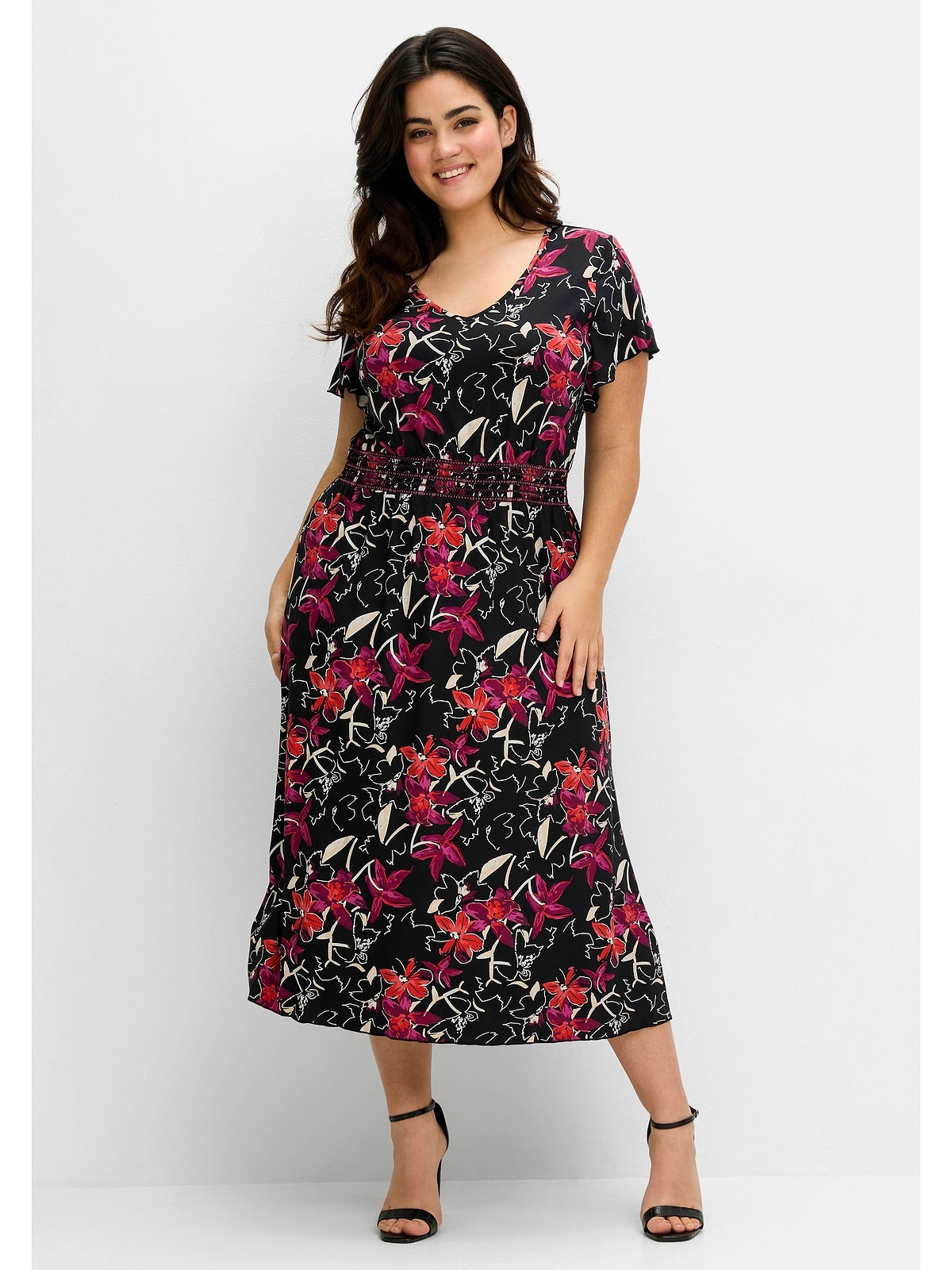 Sheego Sommerkleid "Große Größen", mit Zierbändern im Rücken günstig online kaufen