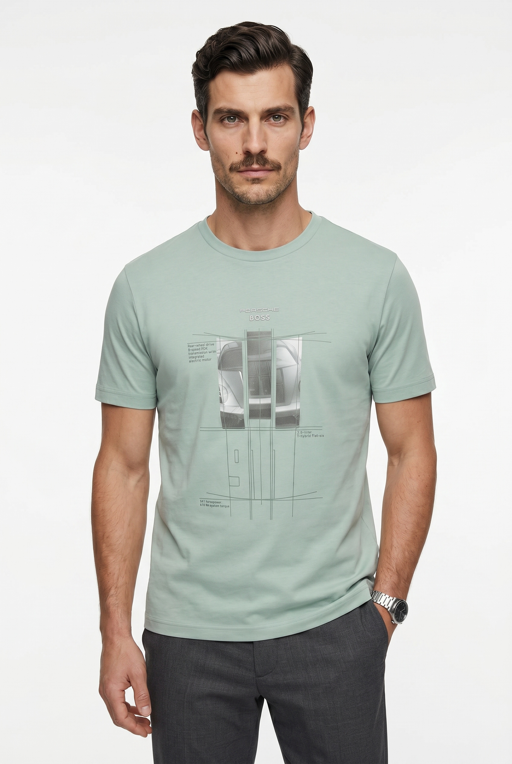 BOSS GREEN T-Shirt "Porsche Spirit 70 Capsule Collection" Premium Herrenmode Innovative Geruchskontroll-Technologie HEIQ MINT