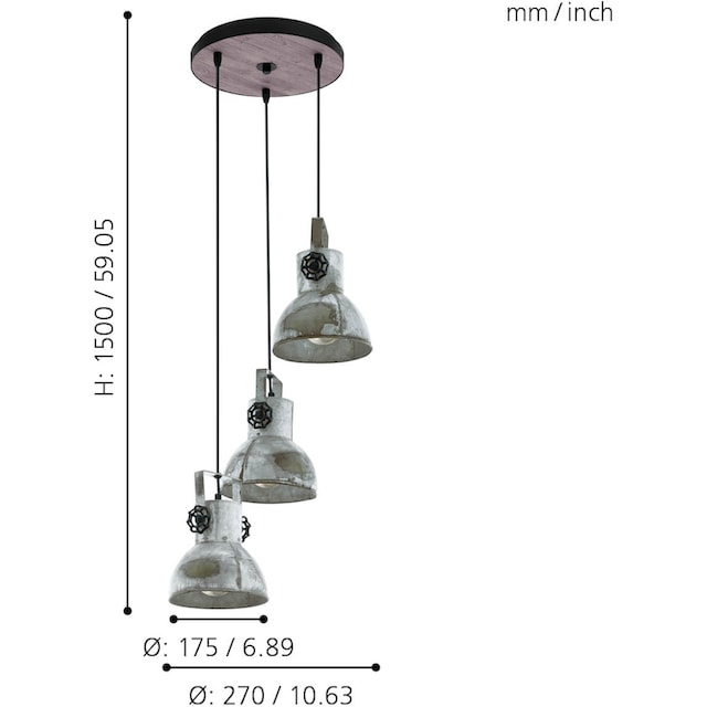 EGLO Pendelleuchte »BARNSTAPLE«, 3 flammig-flammig, Hängeleuchte,  Hängelampe | BAUR