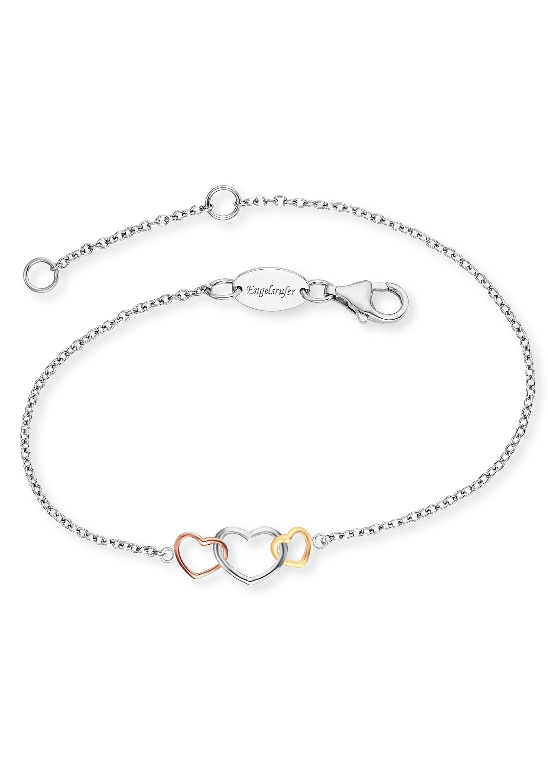 Engelsrufer Armband »3 HERZEN SILBER TRICOLOR, RB-WITHLOVE-03«