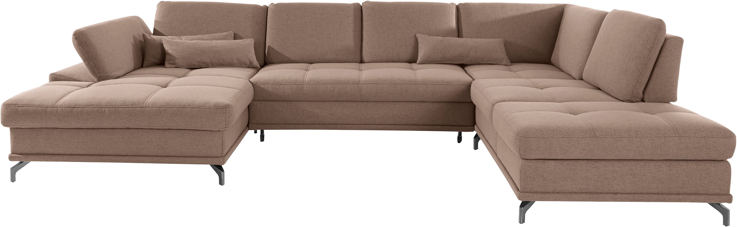 Places of Style Wohnlandschaft »Costello U-Form, mit Sitztiefenverstellung, Armteilverstellung und«, 3 Nierenkissen, optional Bettfunktion und Bettkasten