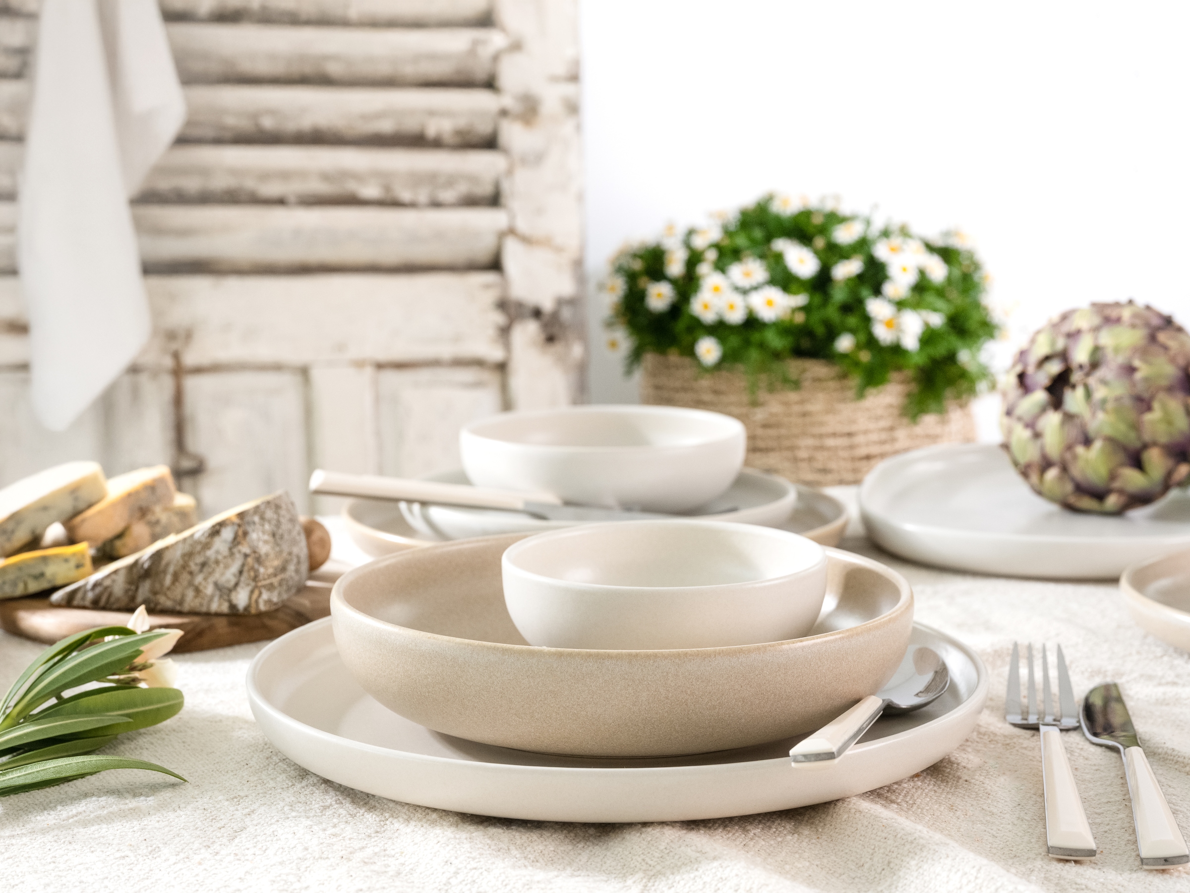 CreaTable Teller-Set »Uno Toscana, Tellerset 12-tlg.« Puristische Formgebung, Inspiriert durch die Farben der Toscana