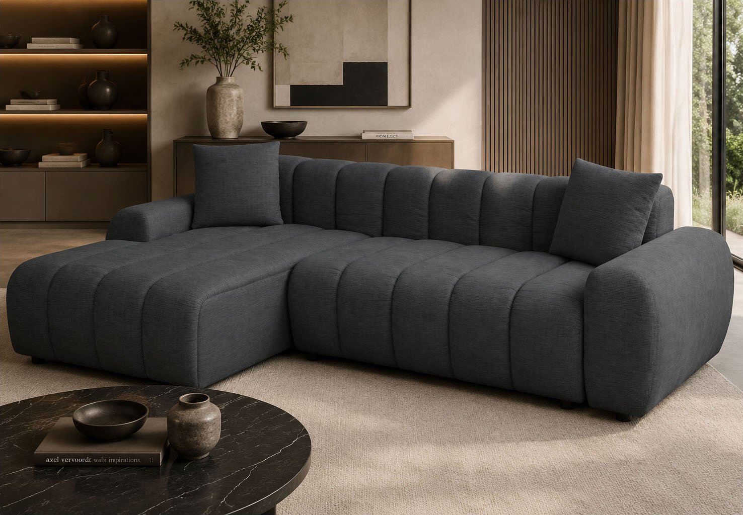 OTTO home Ecksofa "LAURRENT Feinstruktur L-Form, 246 cm" Schlaffunktion (123/191cm), Bettkasten, Taschenfederkern und Topper