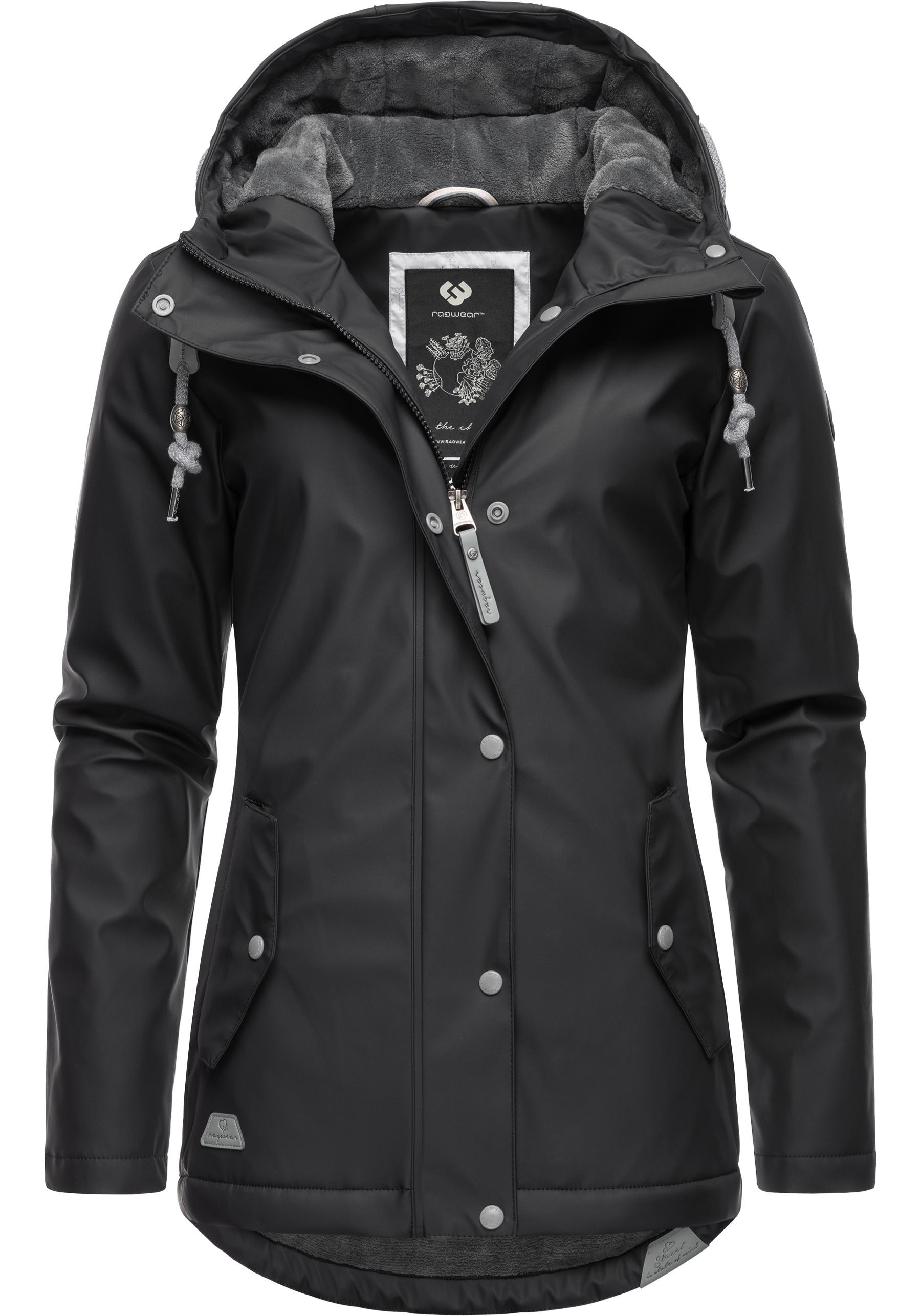Ragwear Regenjacke »Marge«, mit Kapuze, warm gefütterter Damen Winter Regenmantel