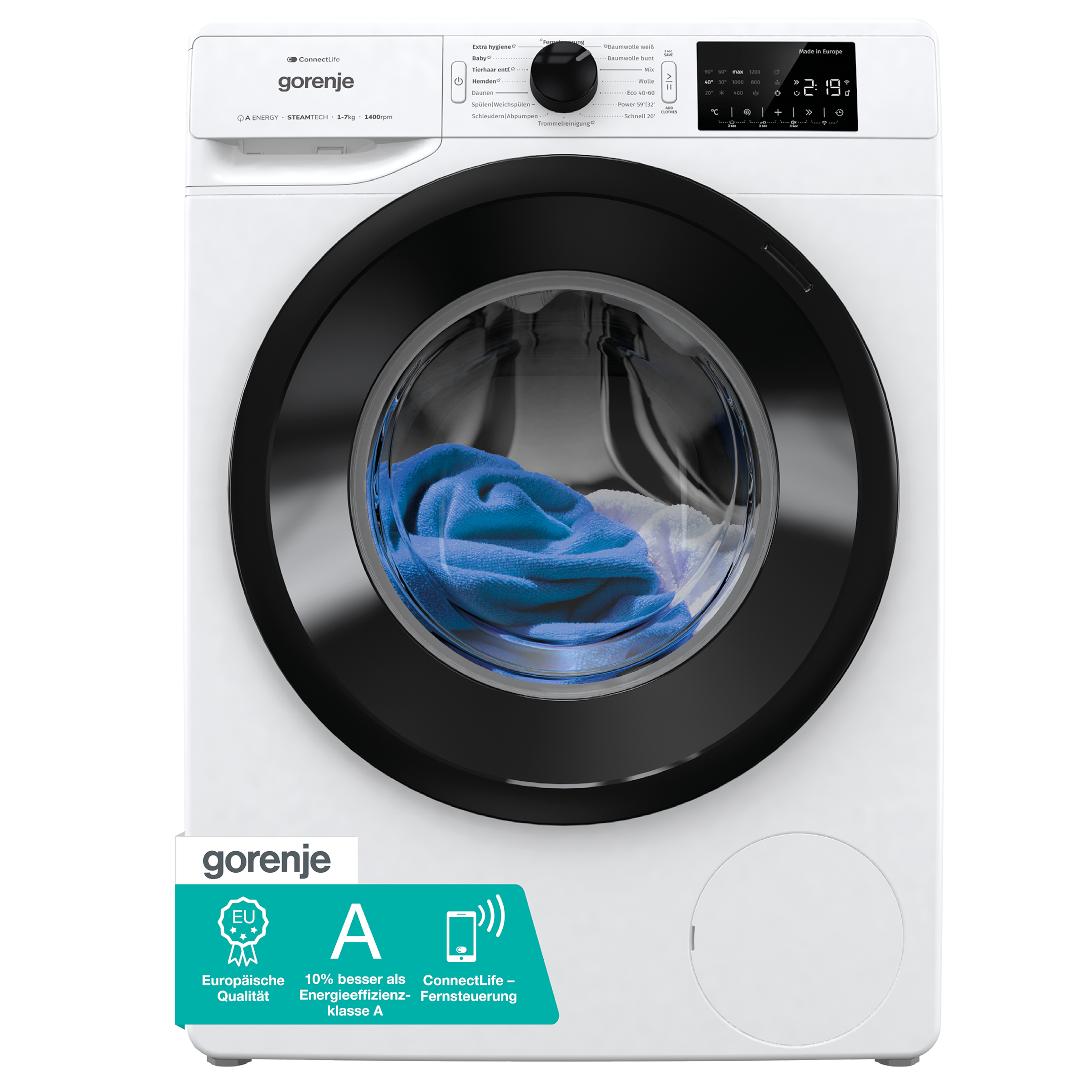 GORENJE Waschmaschine »WPNEI74A1TS«, 7 kg, 1400 U/min, Energieklasse A-10%