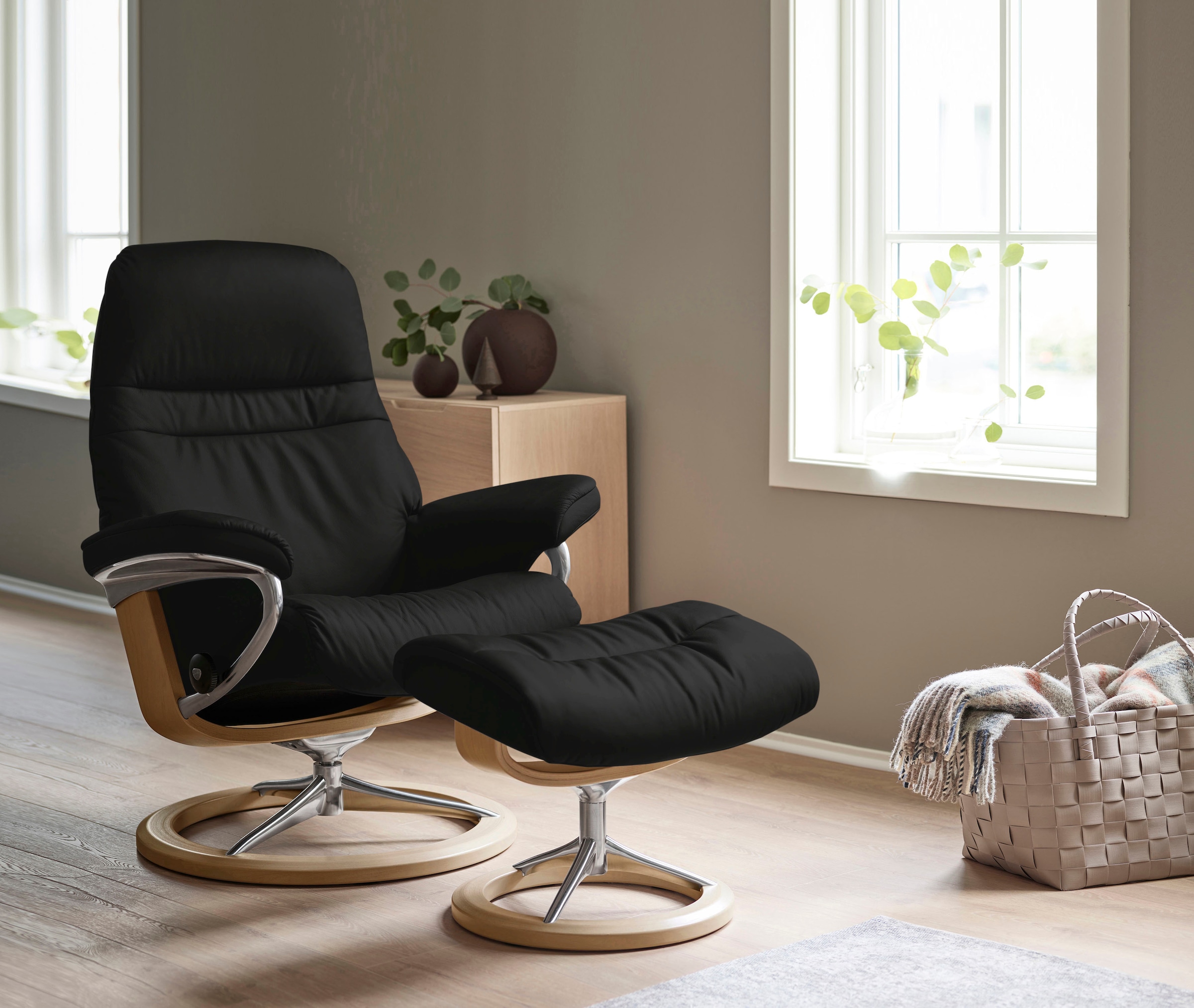 Stressless Relaxsessel "Sunrise" Relaxsessel mit Hocker, mit Signature Base günstig online kaufen