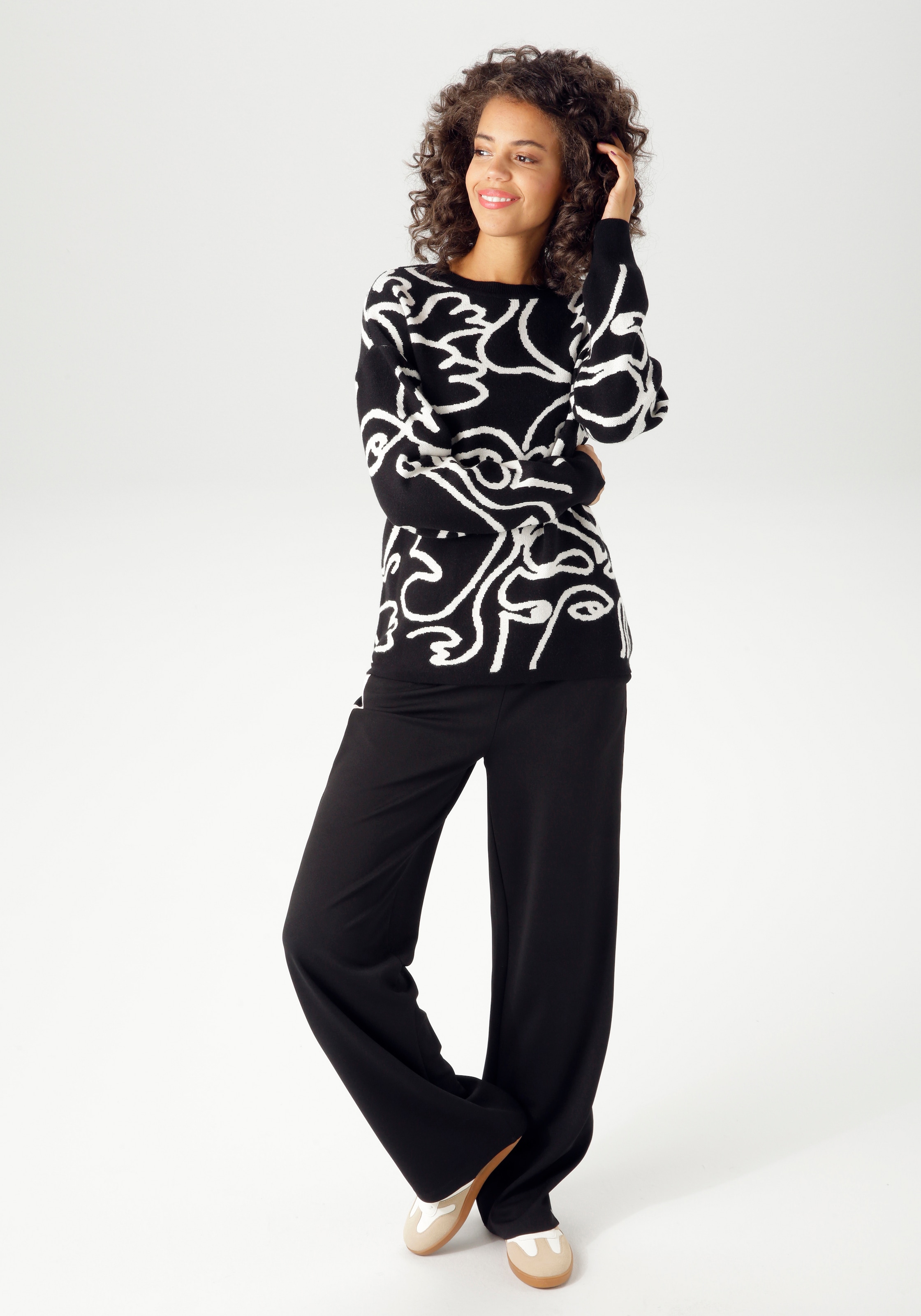 Aniston CASUAL Strickpullover, mit fantasievollem, grafischen Jacquard-Muster - NEUE KOLLEKTION