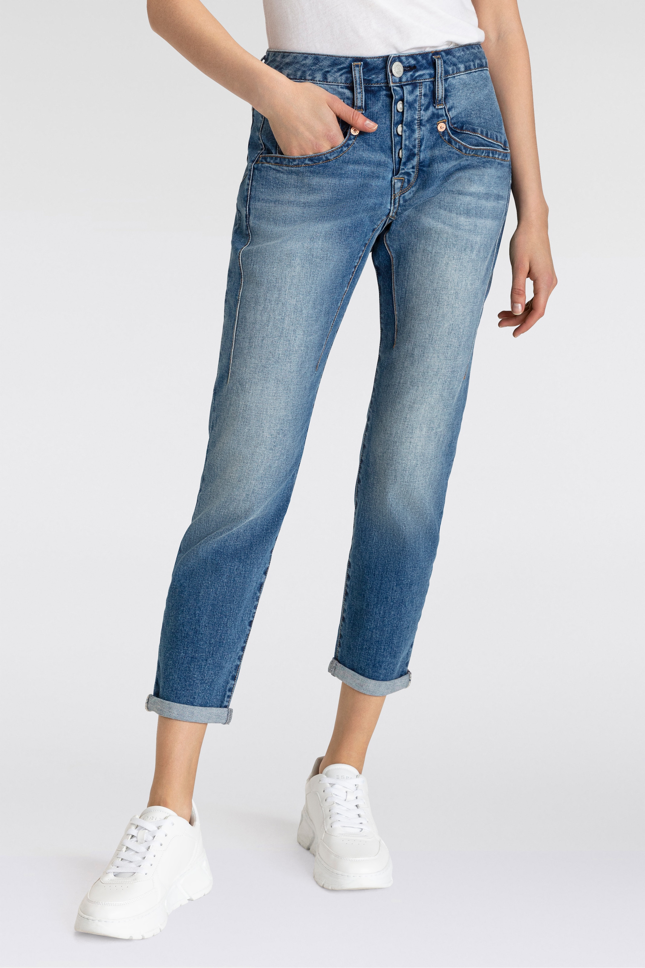 Herrlicher 7/8-Jeans "Shyra Cropped Denim", mit halb verdeckter Knopfleiste günstig online kaufen