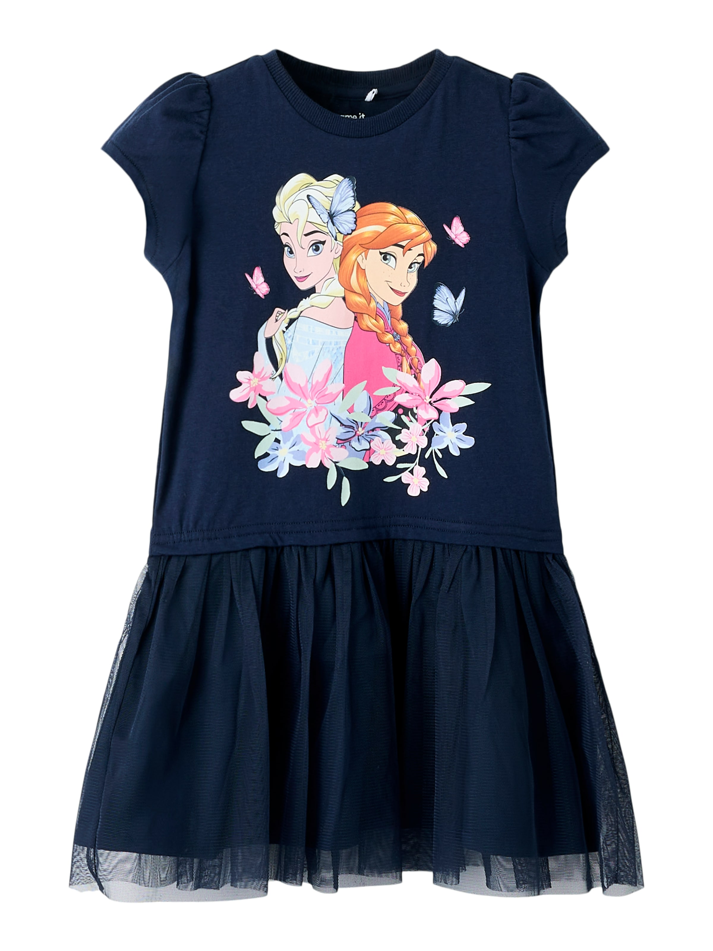 Name It Jerseykleid »NMFMEMMA FROZEN SS TULLE DRESS LNOOS WDI« Materialmix, regular fit