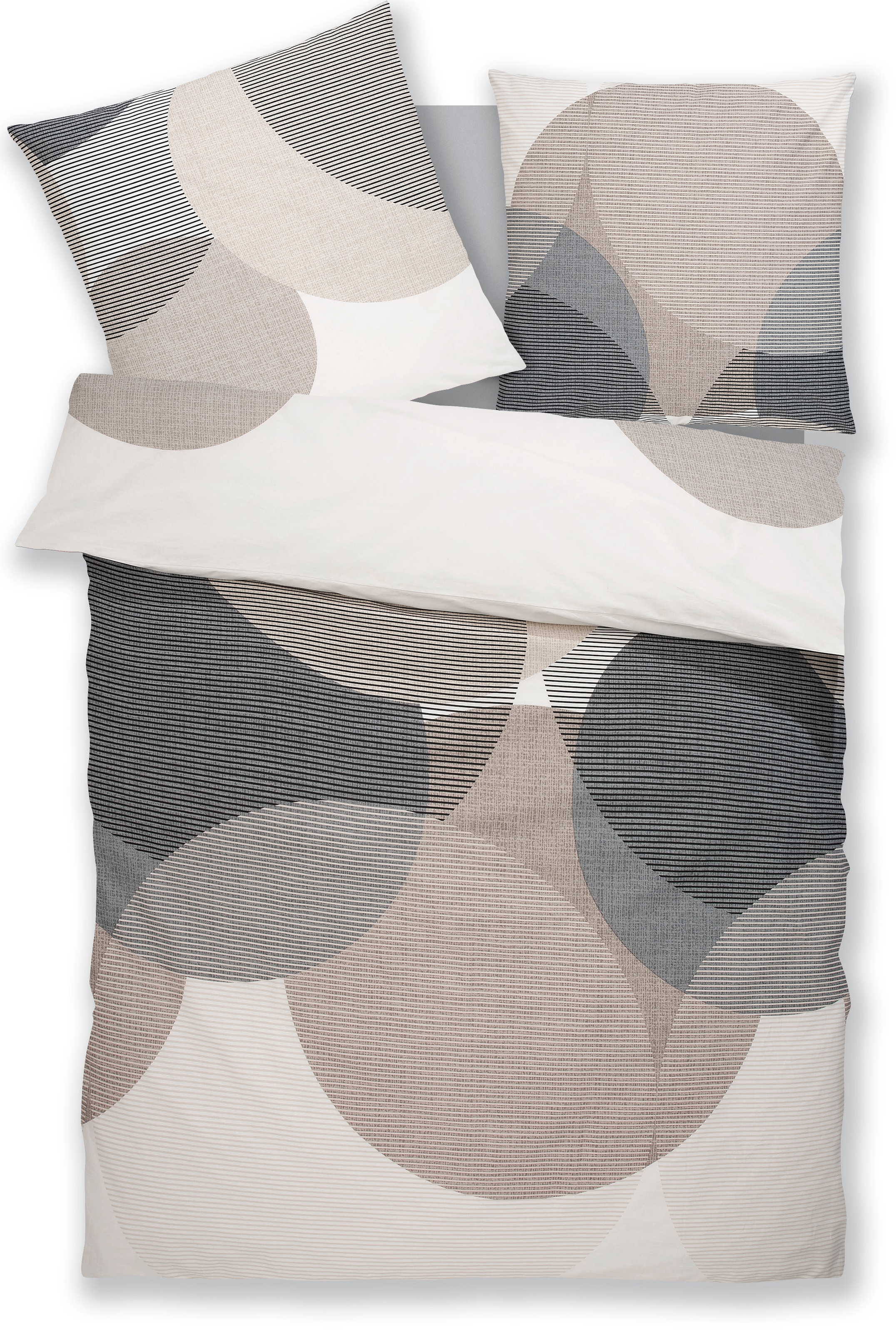 Bettwäsche BIERBAUM, grau, Seersucker, Obermaterial: 100% Baumwolle, Bettwäsche, "Carla in Gr. 135x200 oder 155x220 cm", Bettwäsche aus Baumwolle,