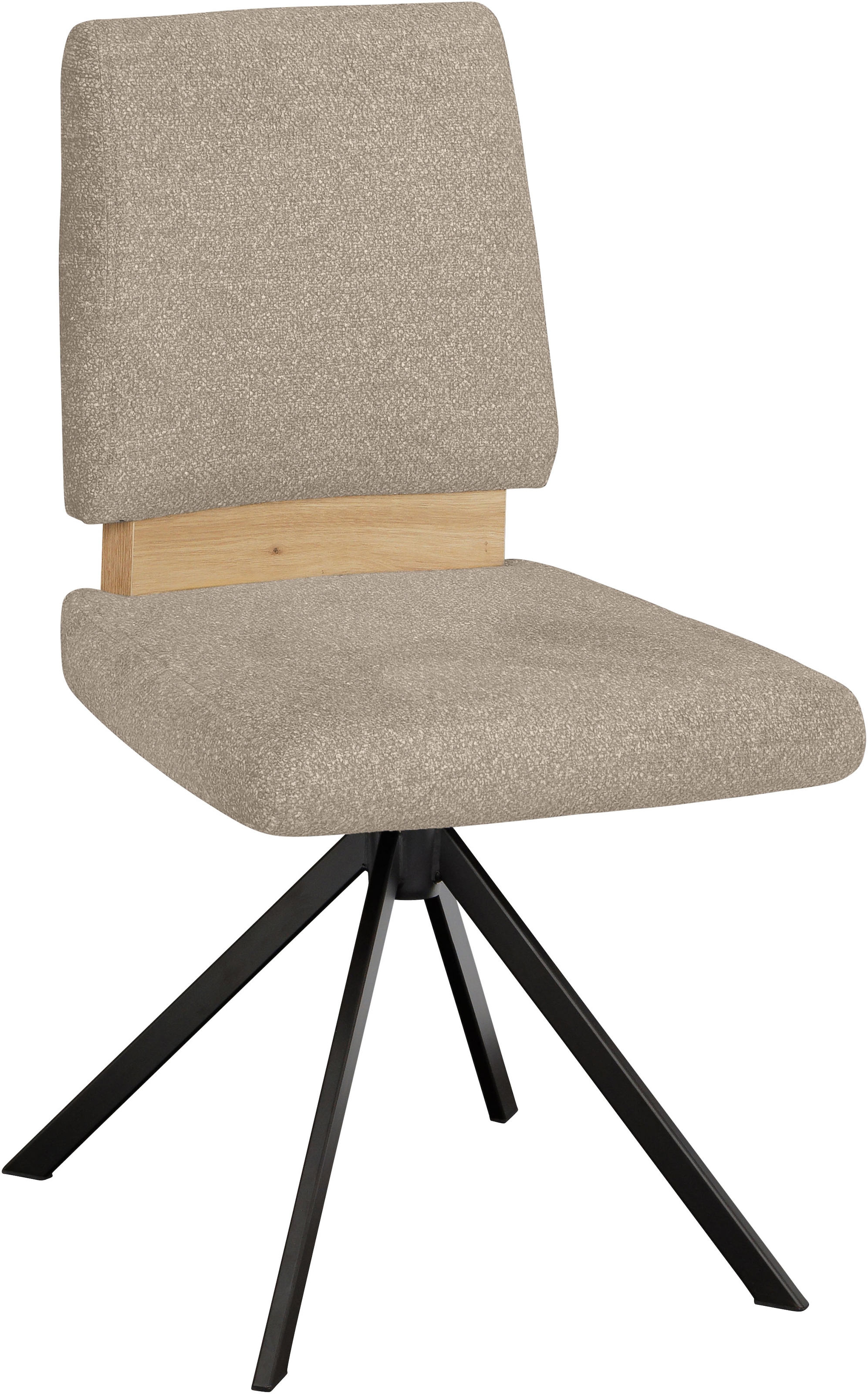 Drehstuhl, B:48cm H:92cm T:59,5cmbeige, schwarz, beige, MASSIVLINE & MORE, Holzwerkstoff, Metall, Stoff, Stühle, "Brügge 301"