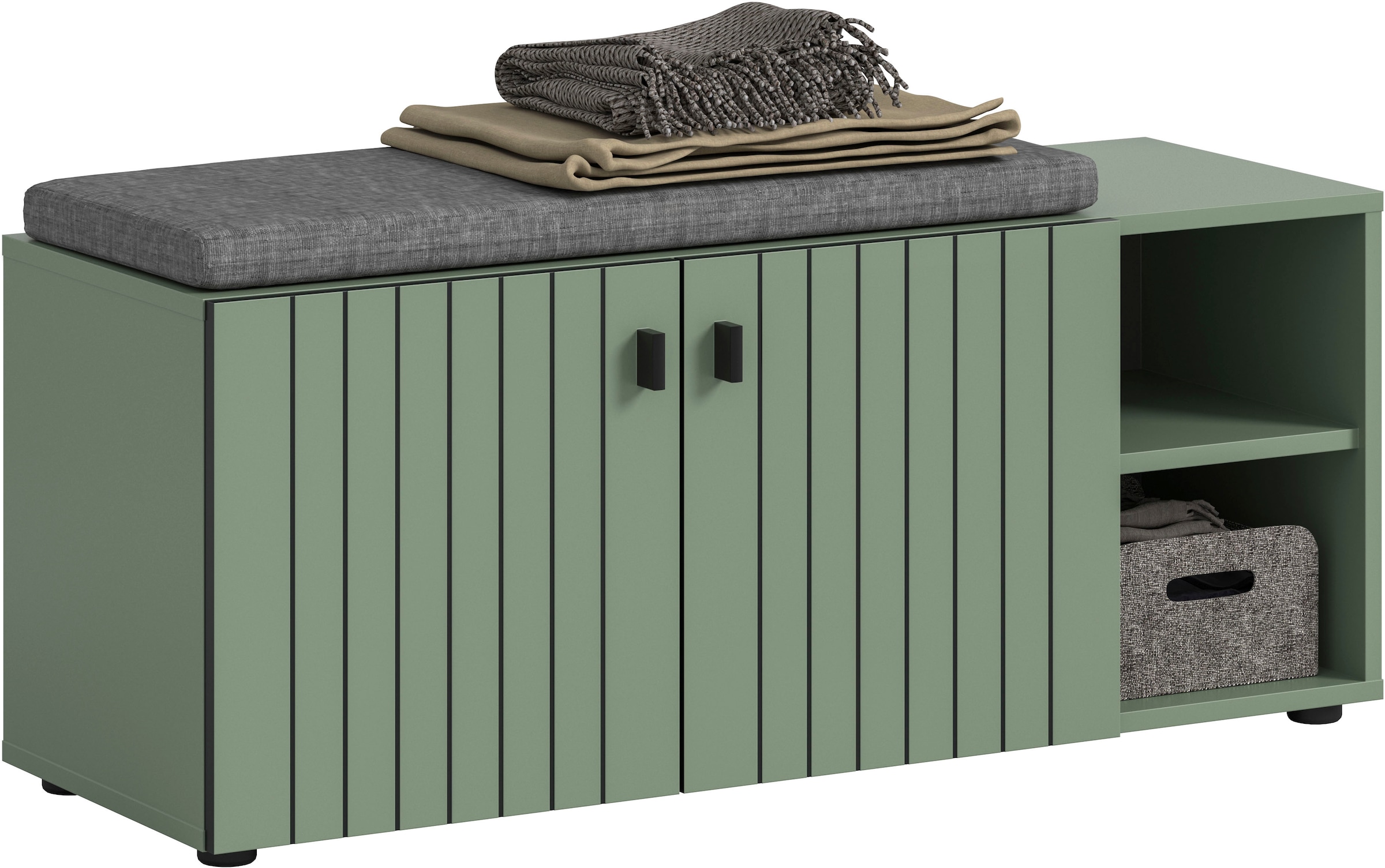 Home affaire Sitzbank "TATIO, 106x43x37 cm, 2 Türen, 2 offene Fächer" Sitzb günstig online kaufen