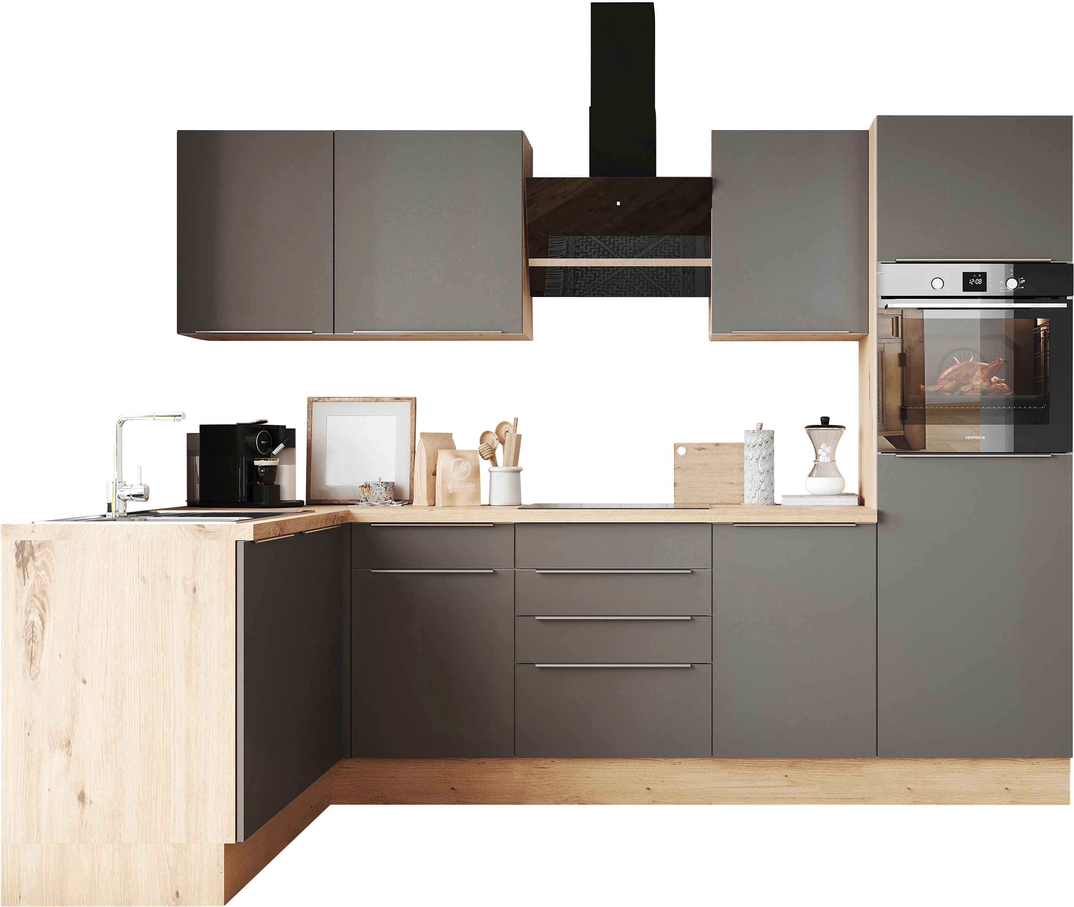 RESPEKTA Küchenzeile "Safado aus der Serie Marleen" Breite 280 cm, mit Soft-Close, in exklusiver Konfiguration für OTTO