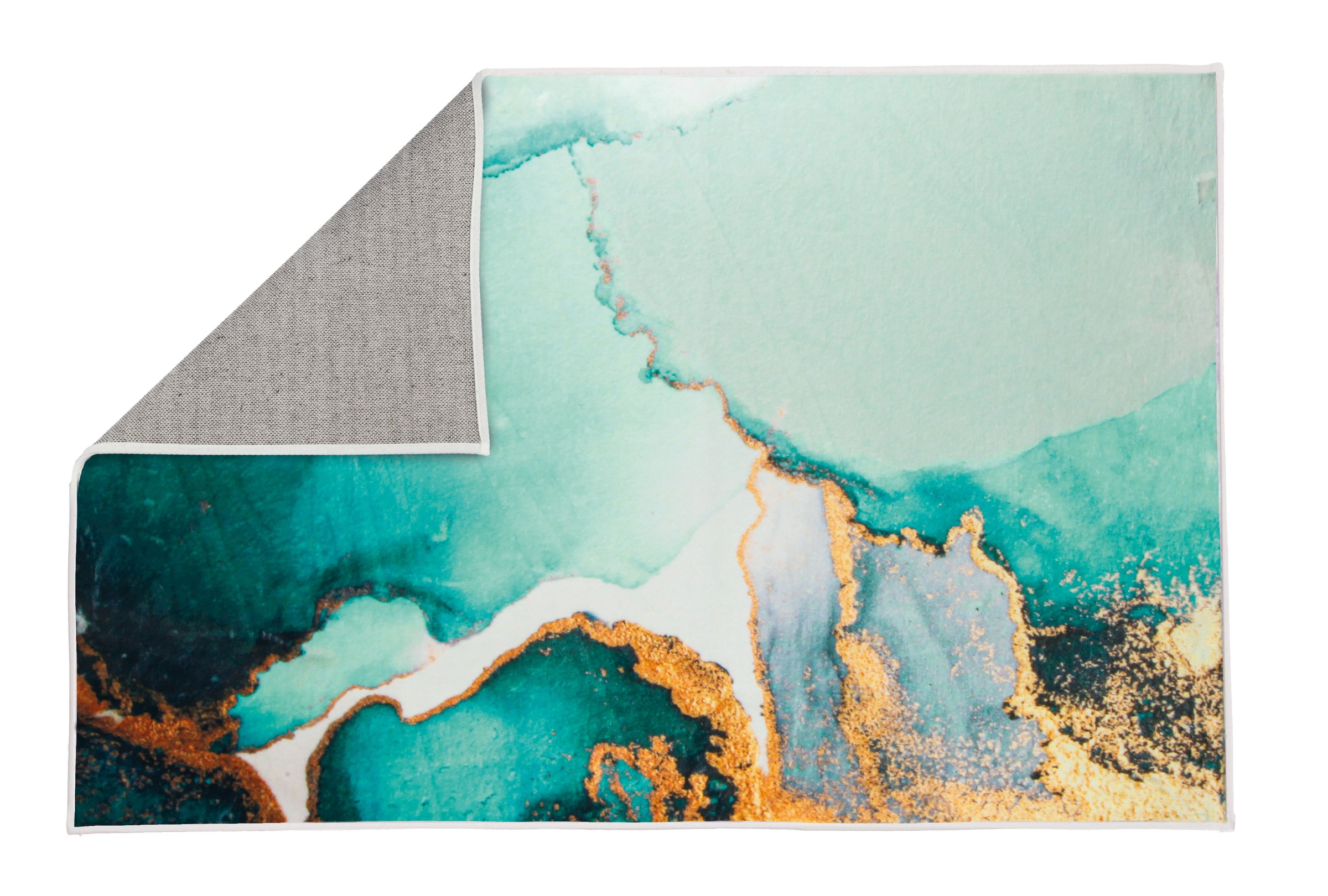 Kleine Wolke Badematte »Teal« Höhe 5 mm rutschhemmend beschichtet fußbodenheizungsgeeignet bedruckt, modernes Marmor Design, weich & kuschelig