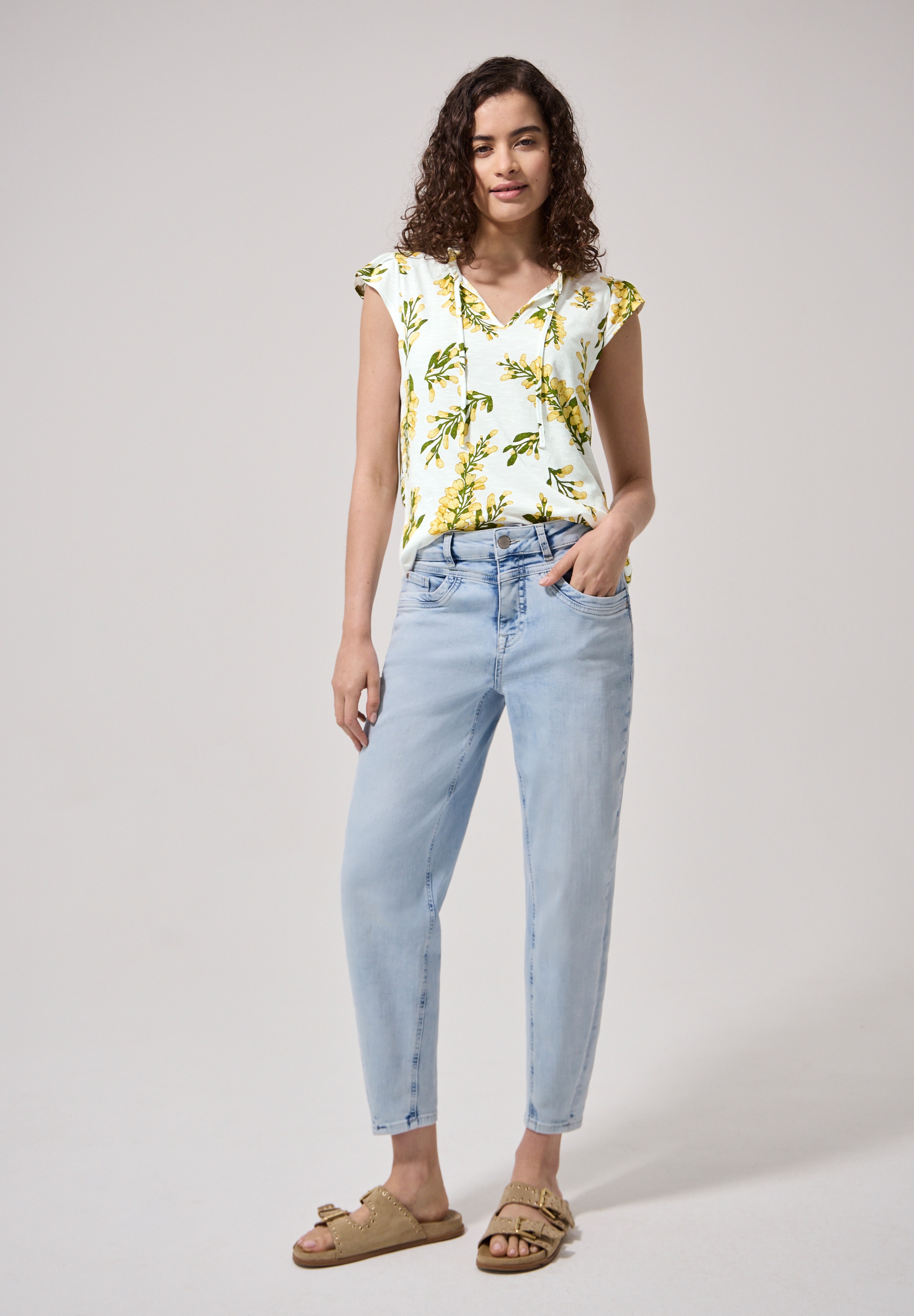 STREET ONE STUDIO Print-Shirt mit geschlitztem Rundhalsausschnitt