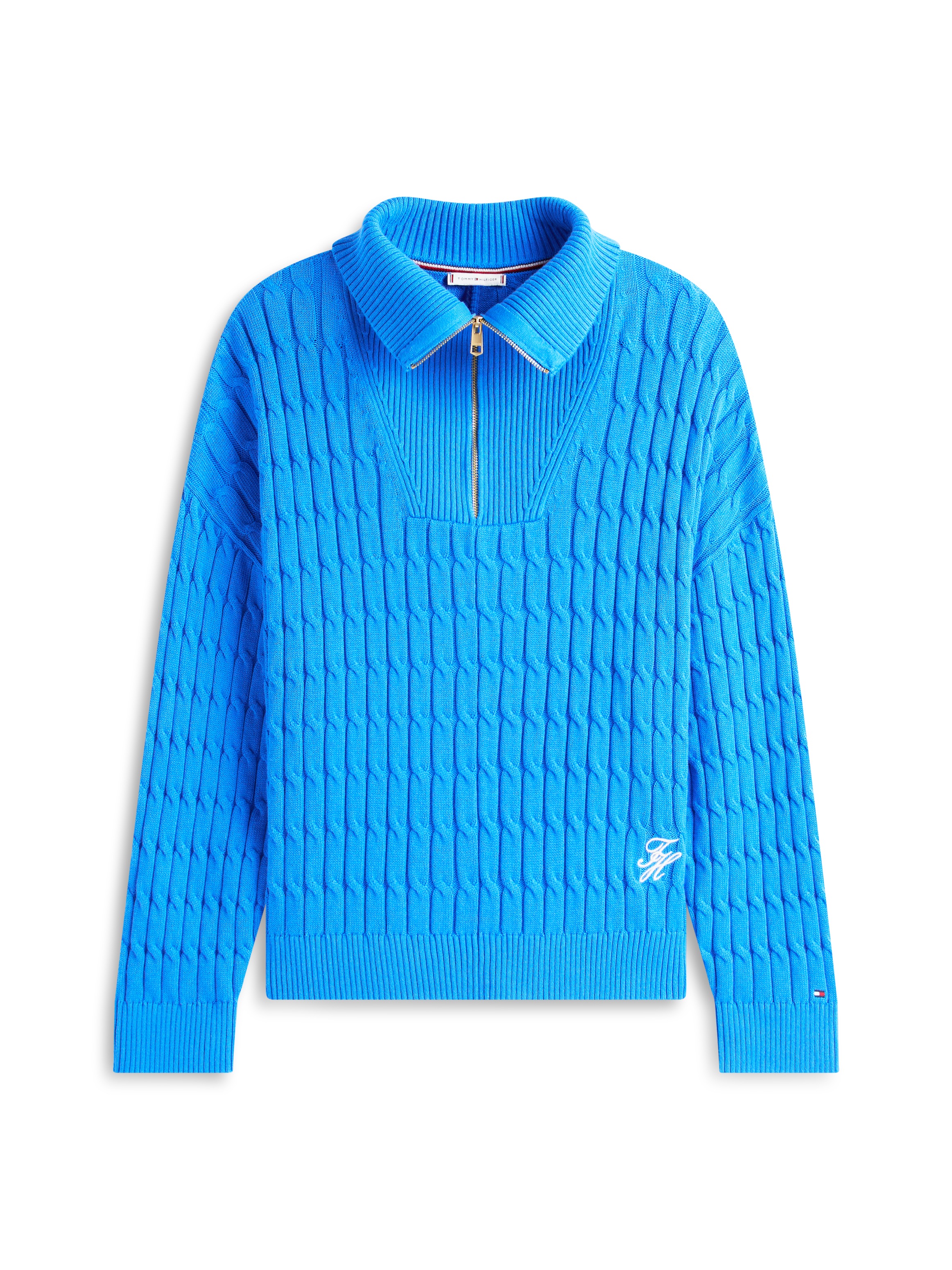 Tommy Hilfiger Curve CRV CO Cable Mid 1/2 Zip Sweater Blue Size 52 3