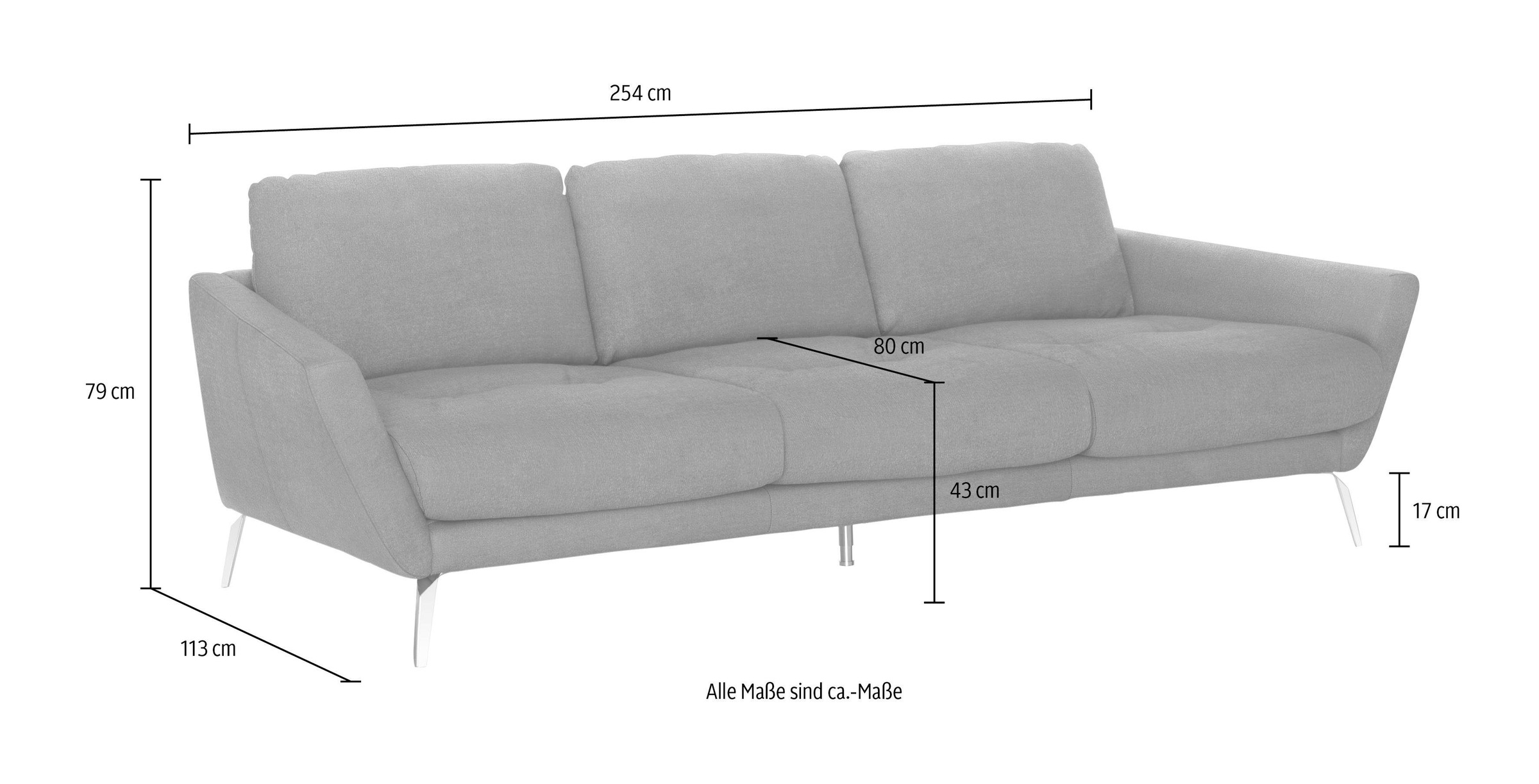 W.SCHILLIG Big-Sofa »softy«, mit dekorativer Heftung im Sitz, Füße Chrom glänzend