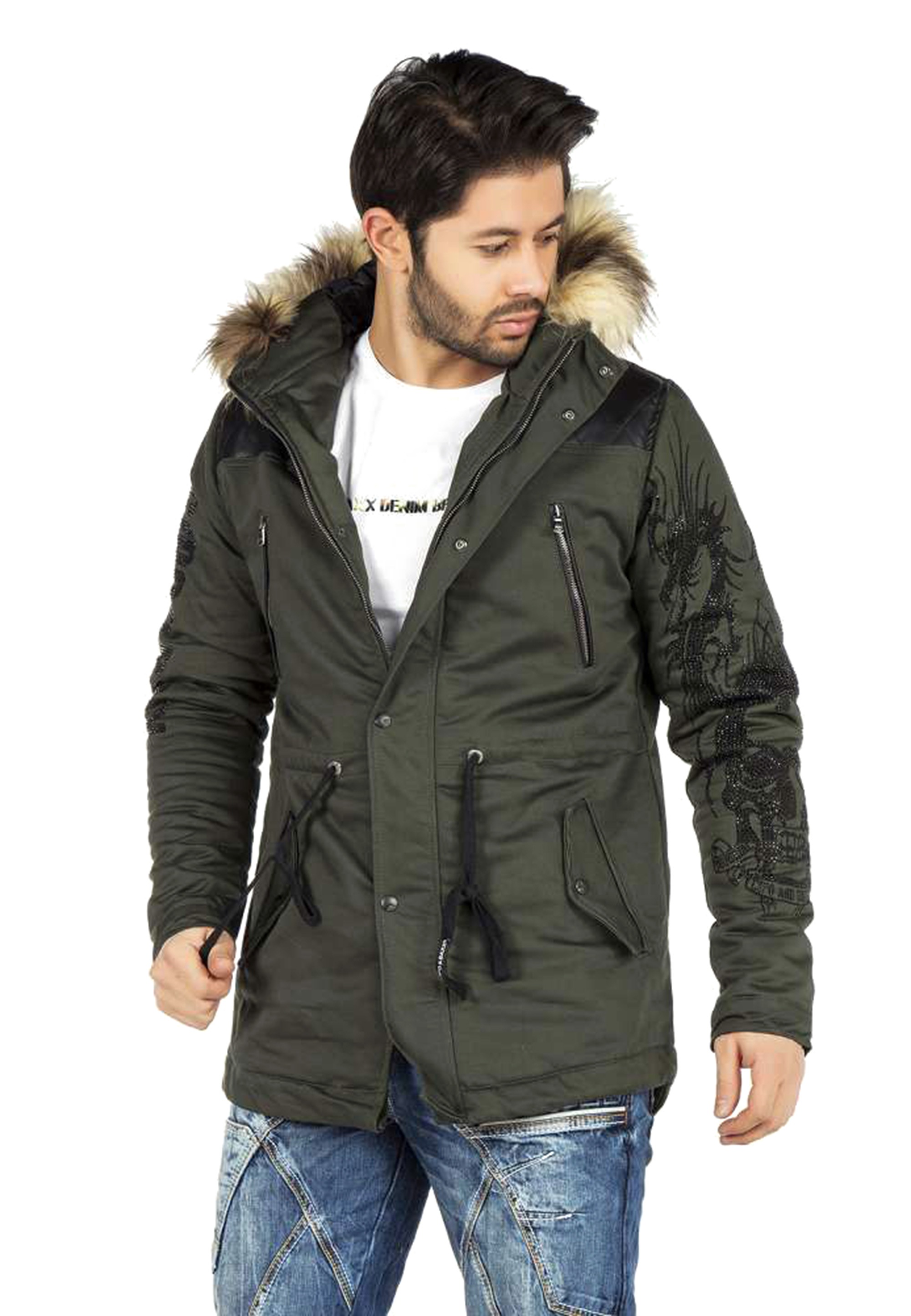 Cipo & Baxx Winterjacke, mit Kapuze und Stickereien