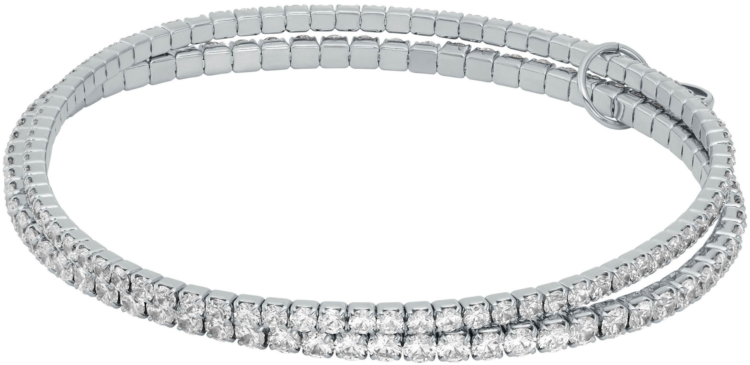 Tennisarmband MICHAEL KORS "Schmuck Geschenk Messing Armschmuck PREMIUM", silber (platinfarben, kristallweiß, kristallweiß), Armbänder, Damen, Messing, glitzernd, Tennisarmband, mit Zirkonia (synth.)