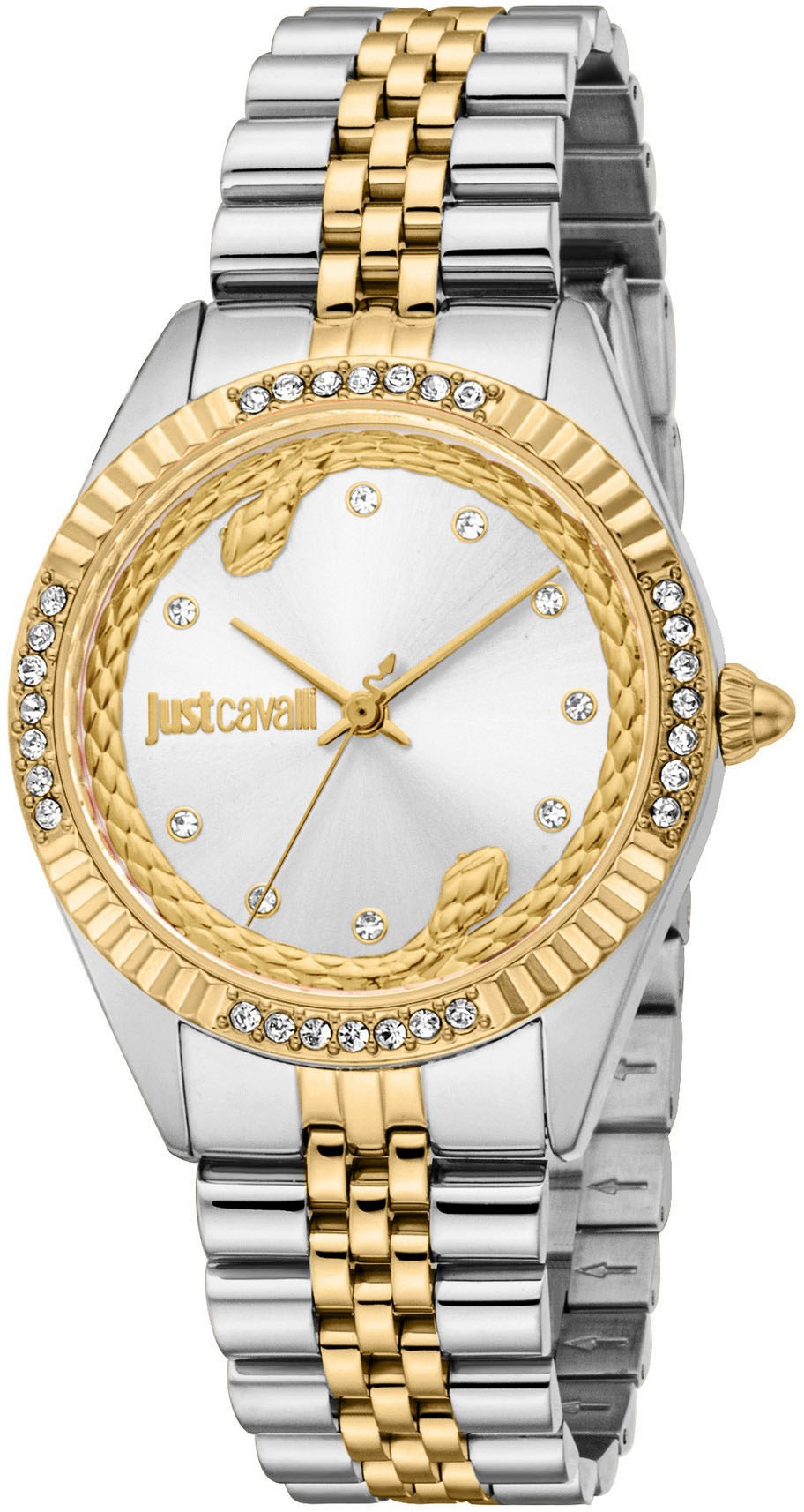 Just Cavalli Time Quarzuhr »Glam«, (Set, 2 tlg., mit Schmuckarmband), Armbanduhr, Damenuhr, Edelstahlarmband, Ideal auch als Geschenk