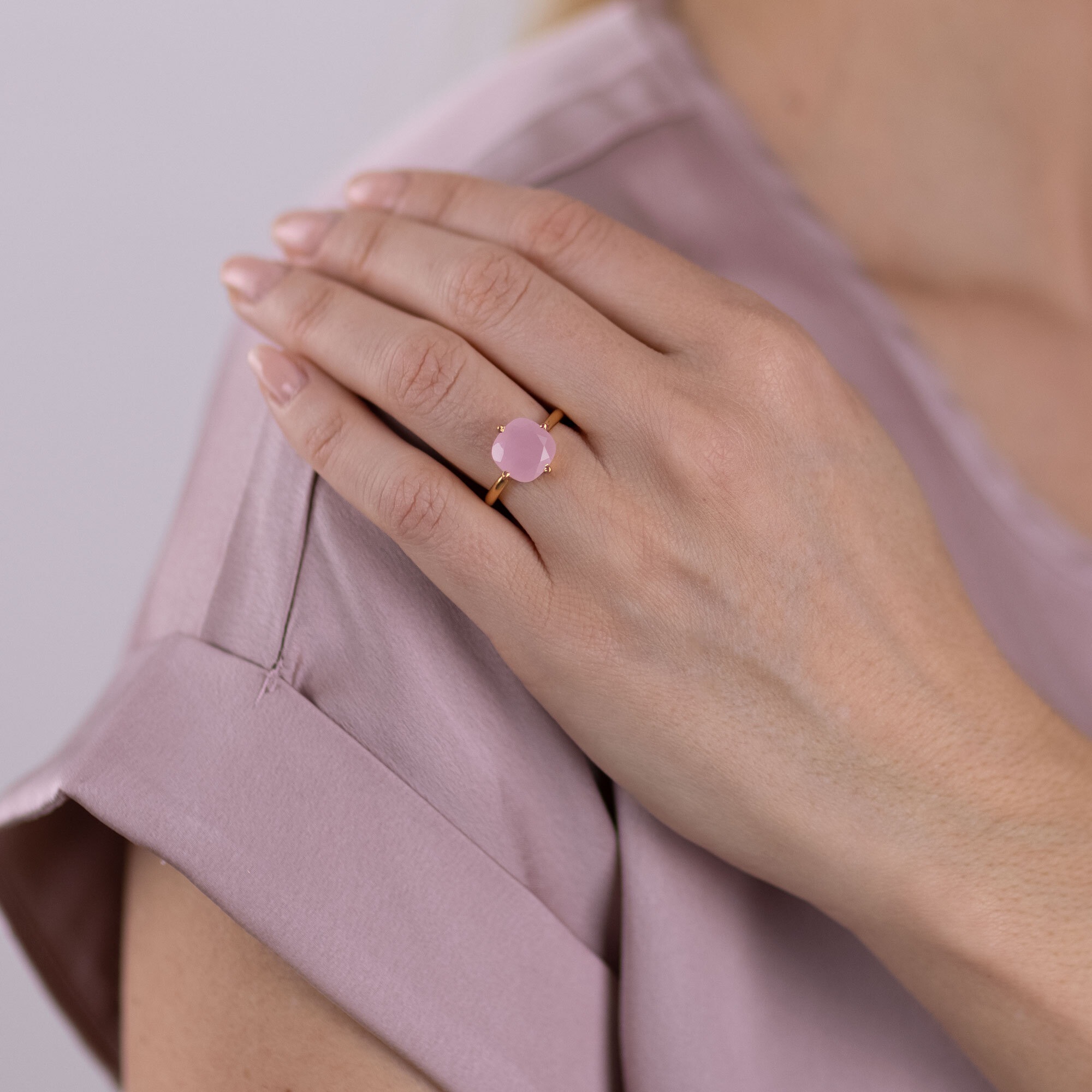 AILORIA Églantine Ring Rosa Chalcedon Gr. 52 2