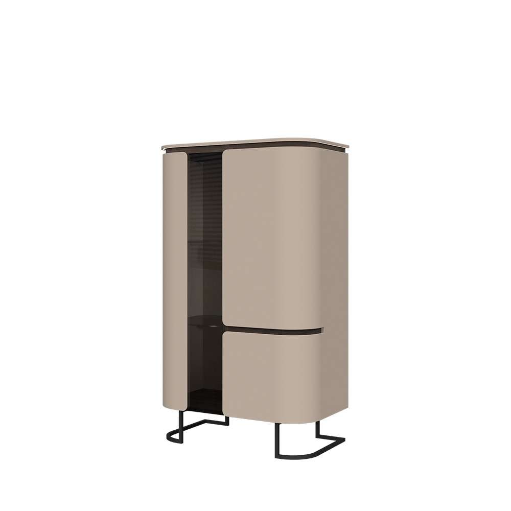 OTTO home Hochkommode »AURA Sideboard, Kommode, Vitrine, Schrank, mit LED-Beleuchtung« UV lackiert, Soft Close Funktion, Metallrahmen als Basis des Elements