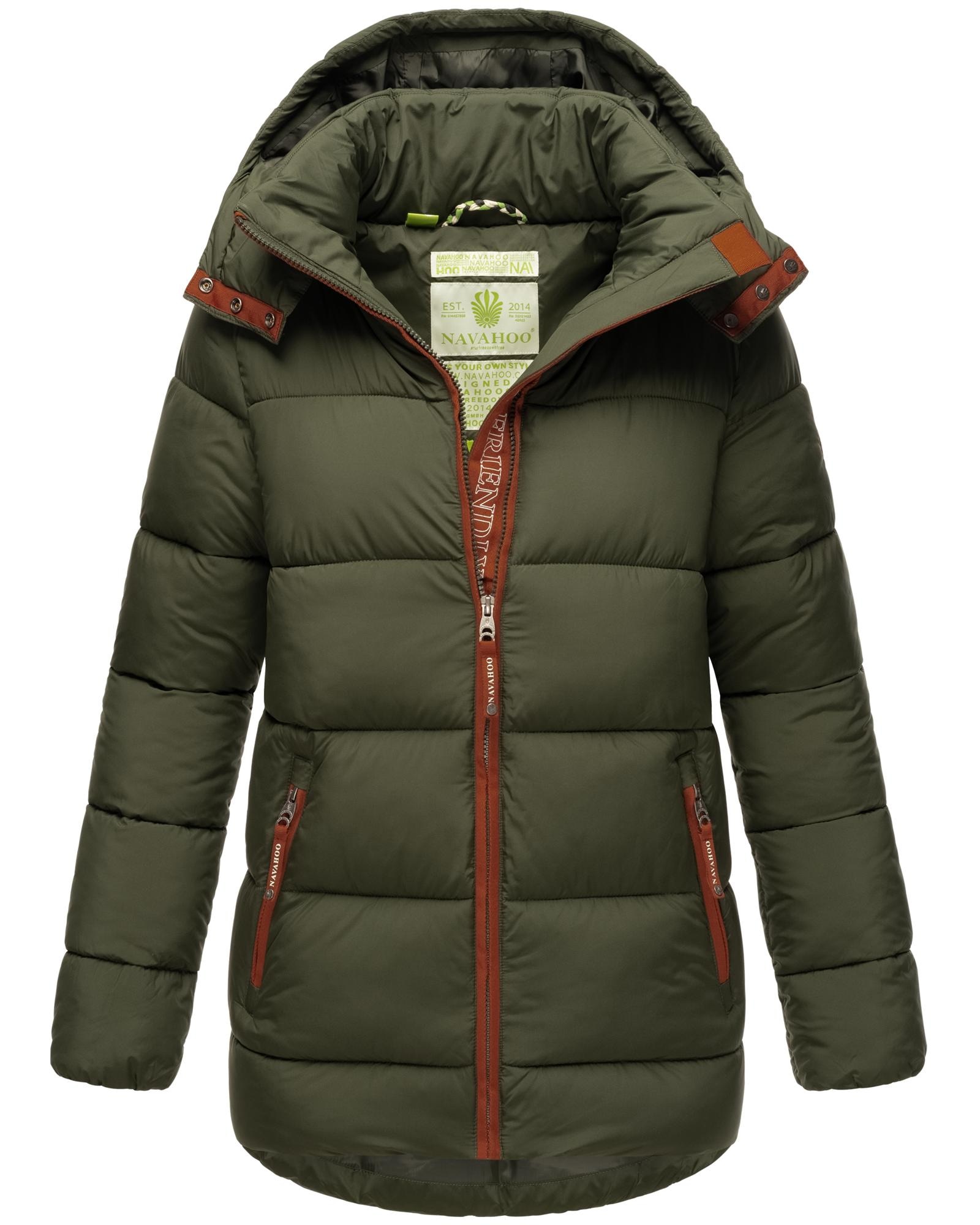 Navahoo Winterjacke »Wattewölkchen«, mit Kapuze, Modische Damen Steppjacke mit kontrastfarbenen Details