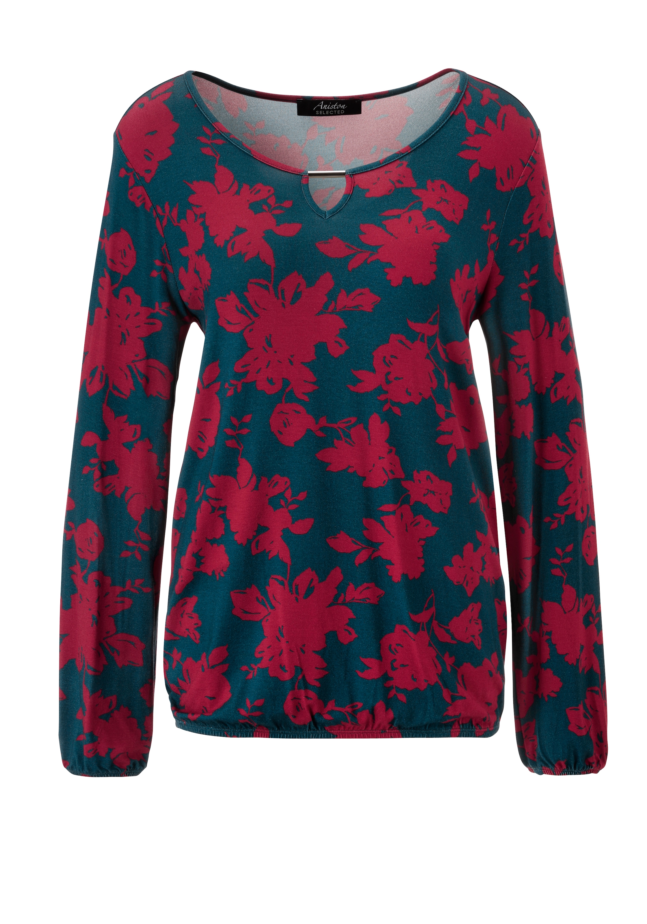 Aniston SELECTED Langarmshirt mit Cut-out und malerischen, floralem Druck - NEUE KOLLEKTION