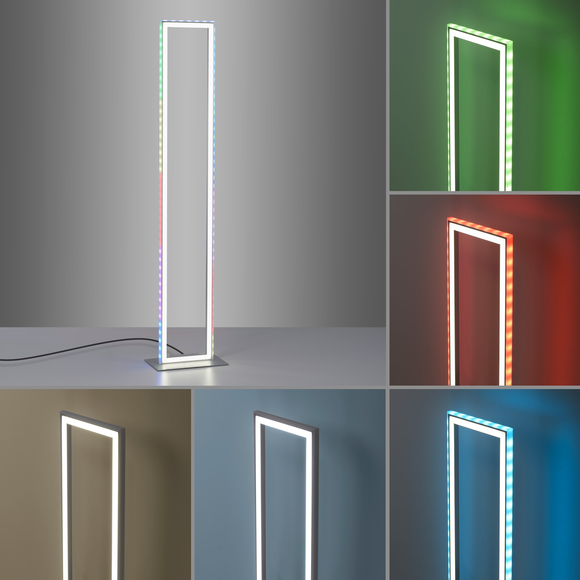 JUST LIGHT Stehlampe »FELIX60«, 2 flammig, Leuchtmittel LED-Board-LED-Board | LED fest integriert-LED fest integriert, LED, CCT - über Fernbedienung, RGB-Rainbow, Infrarot inkl.,Schalter