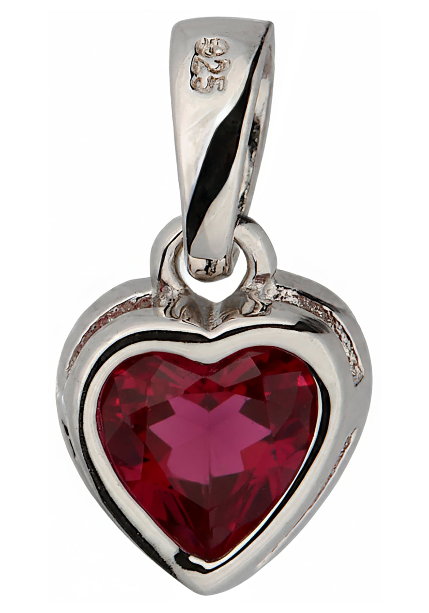 JOBO Herzanhänger »Kinder-Anhänger kleines Herz 9 mm«  925 Silber rhodiniert mit einem Kristall