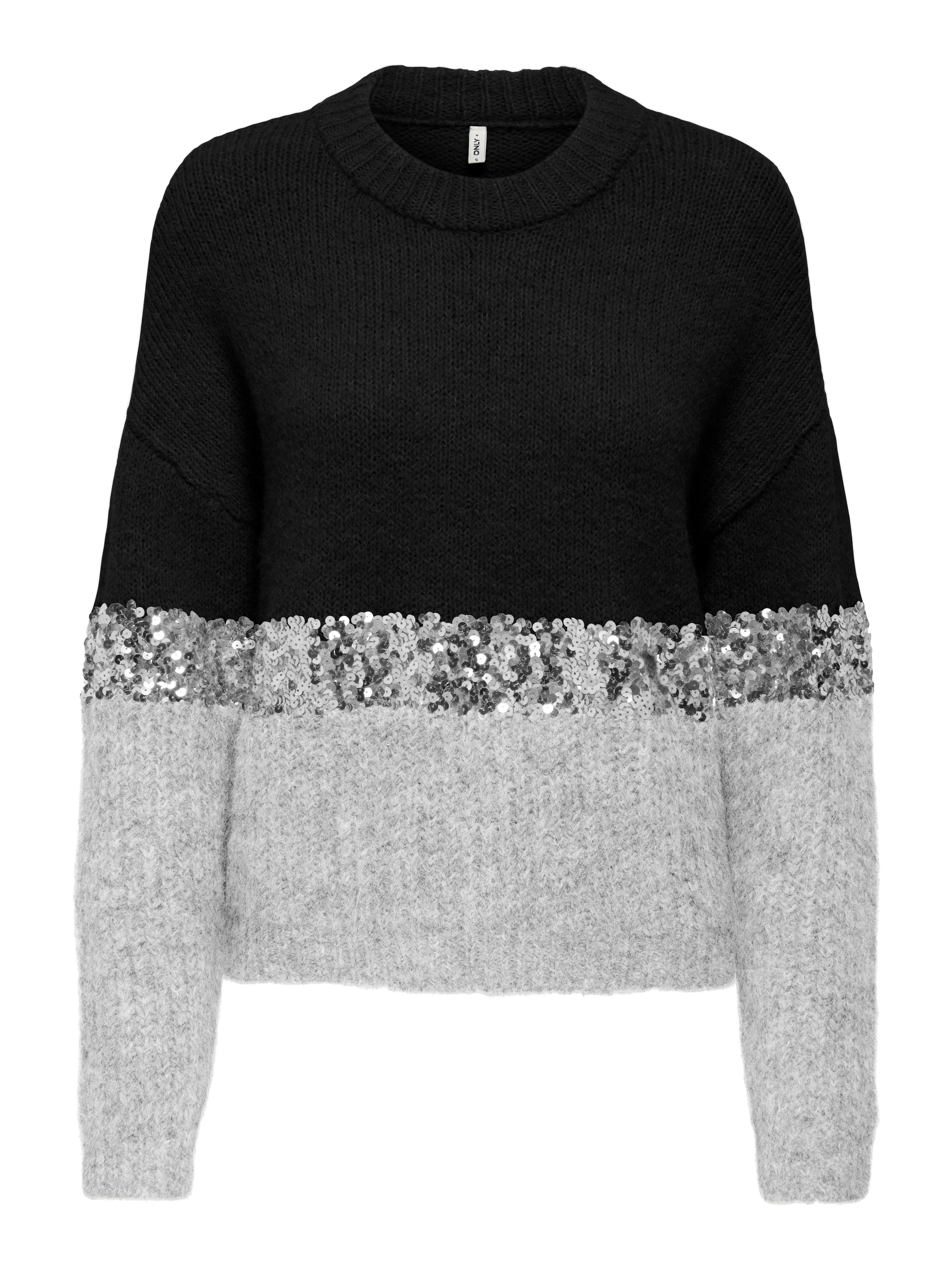 ONLY Rundhalspullover "ONLMAINE LIFE LS SEQUIN BLOCK O-NECK KNT" günstig online kaufen