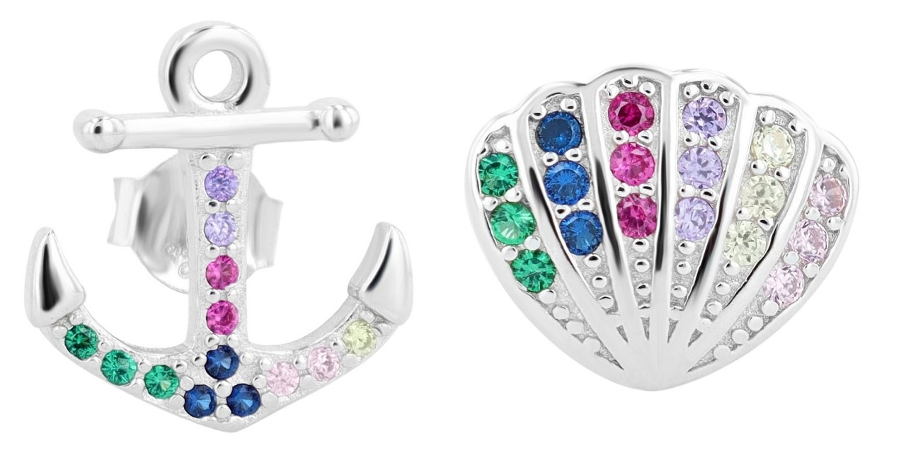 Adelia's Anchor Stud Earrings 925 Sterling Silver Clear 2